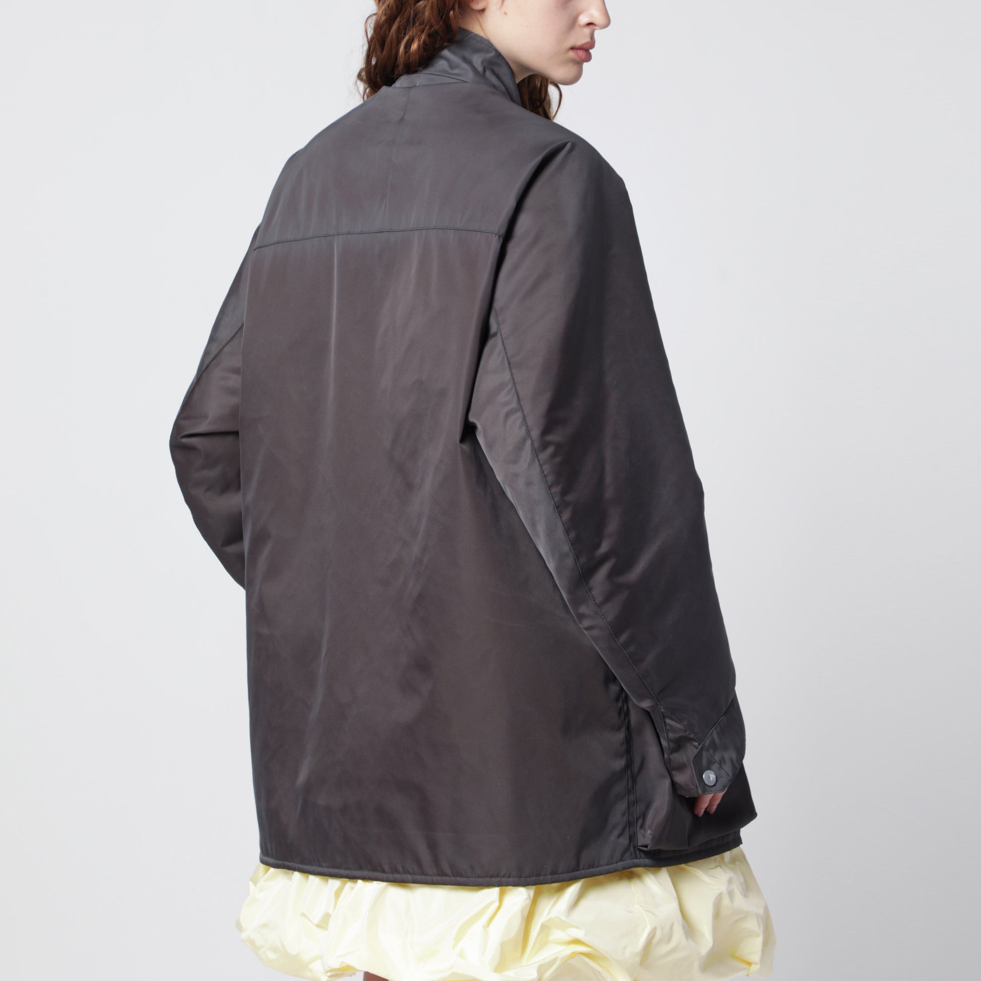 Lead-colored washed Re-Nylon raincoat