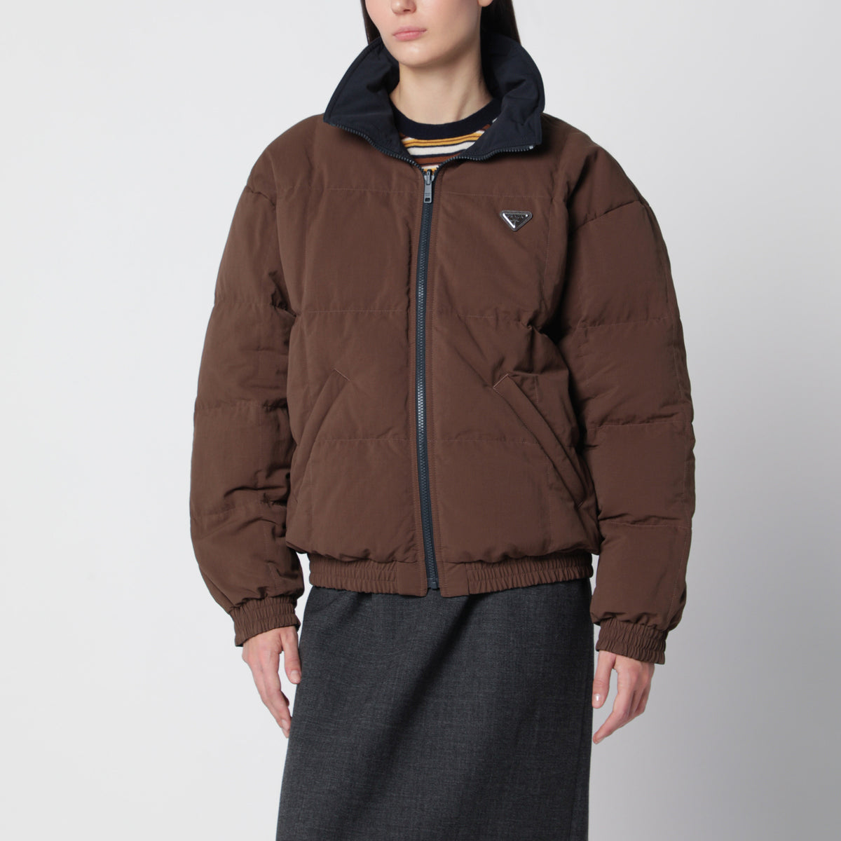 Doudoune réversible bleue et marron