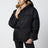Black zip-up puffer jacket in Re-Nylon