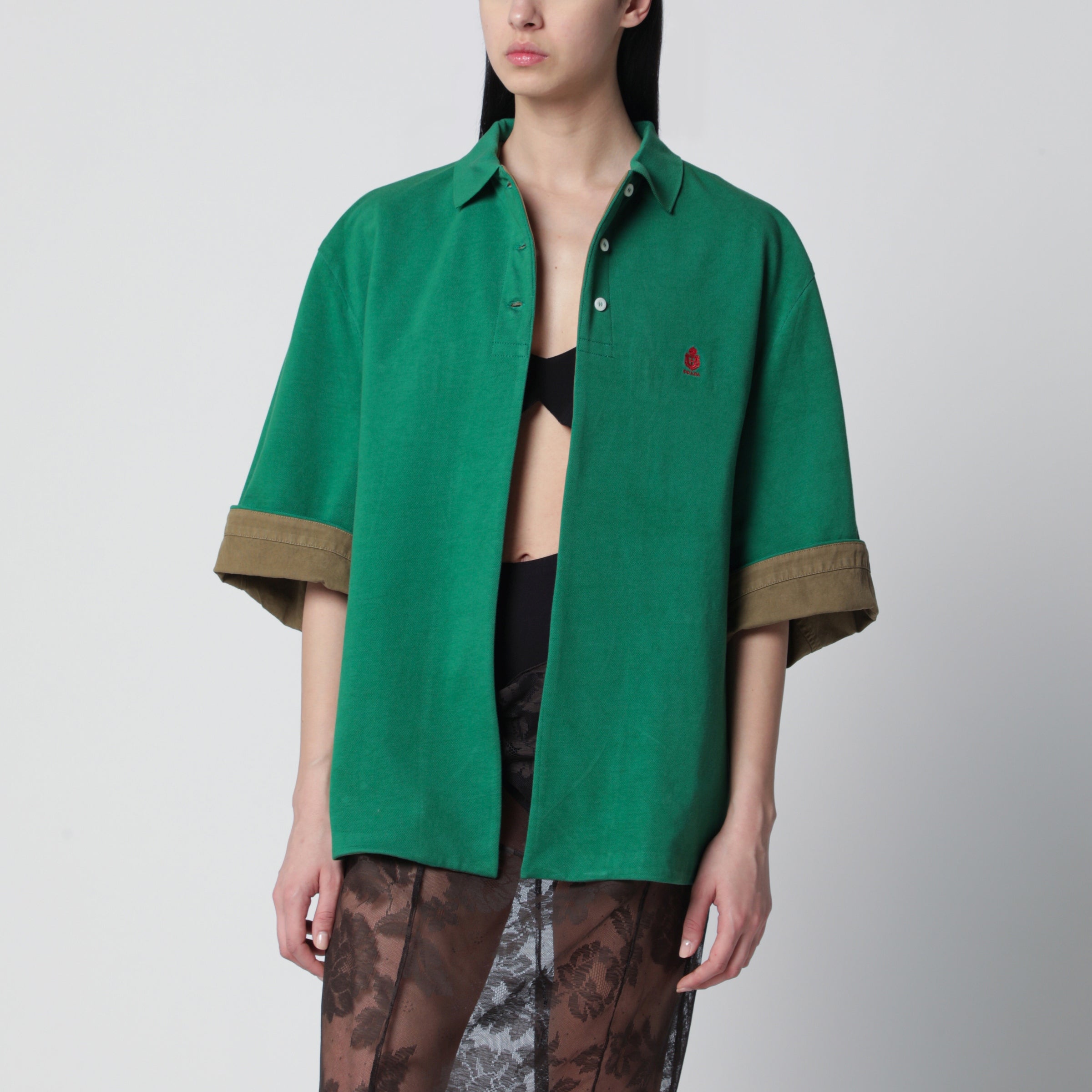 Prada Green/camouflage piqué blouson | TheDoubleF