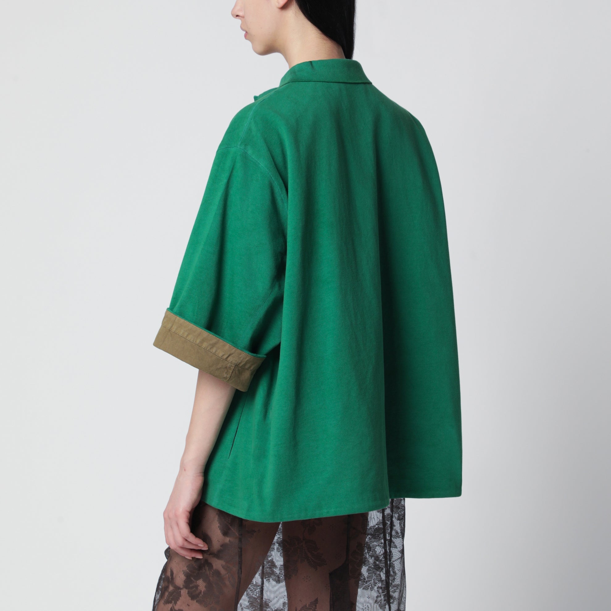 Green/camouflage piqué blouson