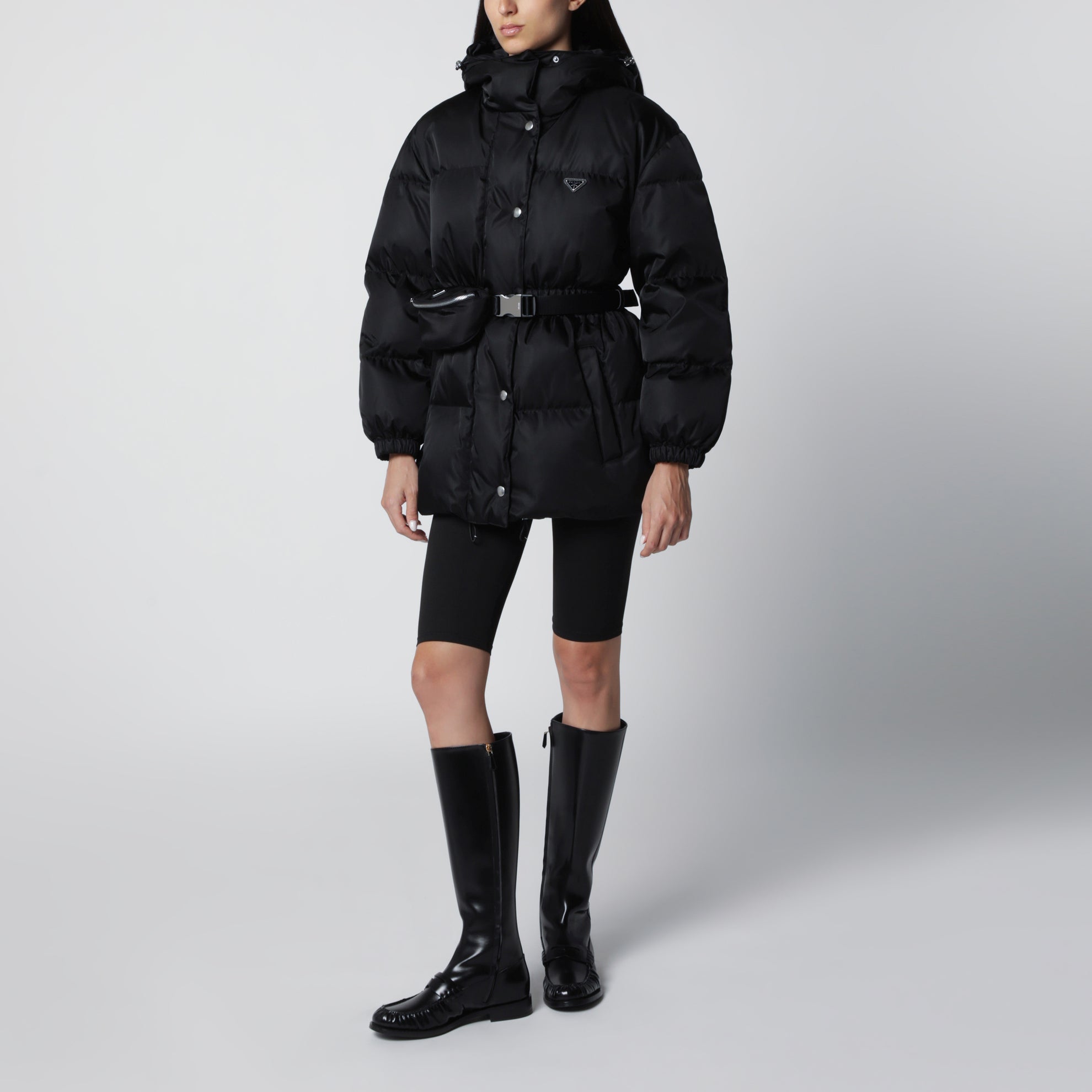 Doudoune à capuche en Re-Nylon noire