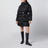 Black Re-Nylon long down jacket with belt bag