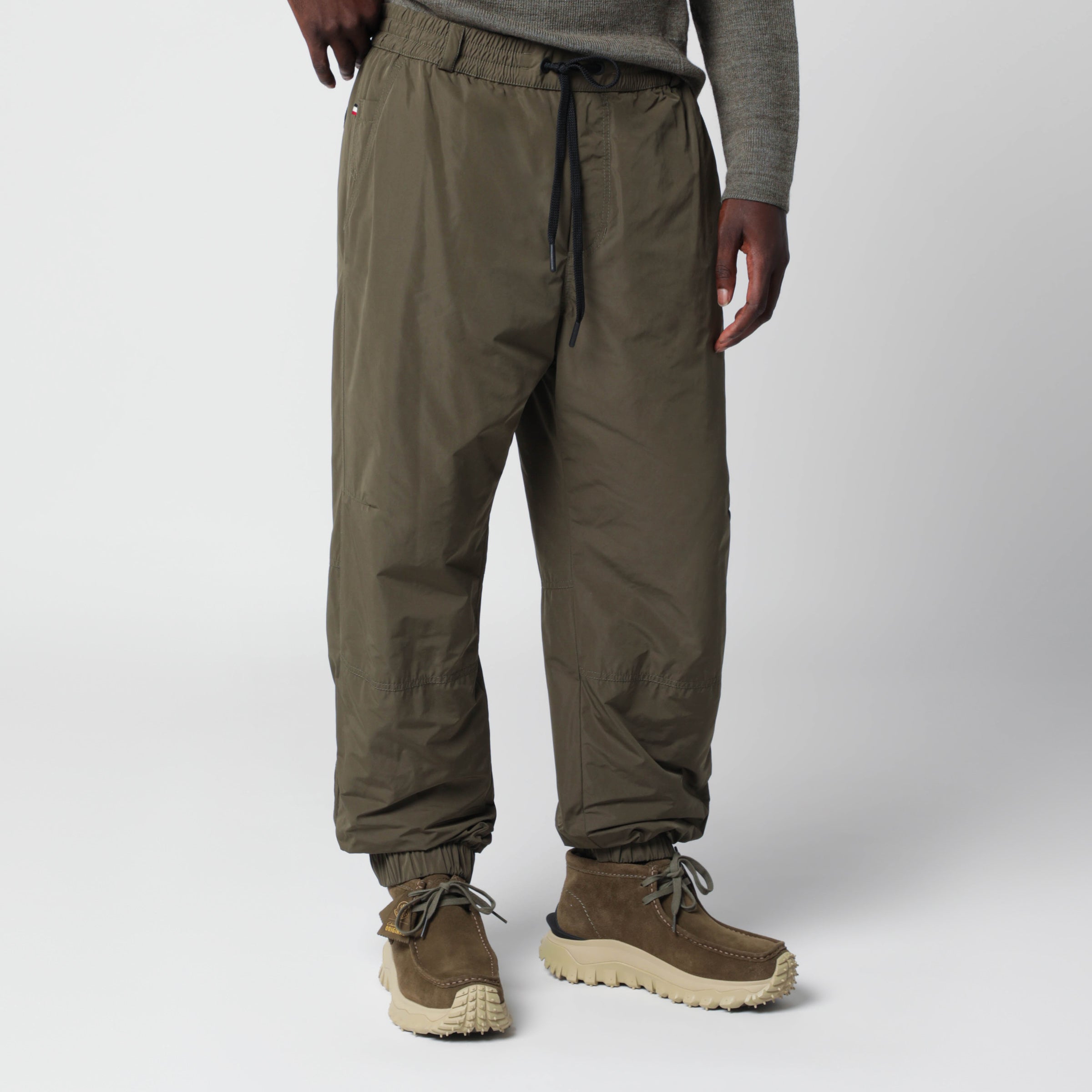 Moncler Grenoble Olive green trousers in technical fabric | TheDoubleF