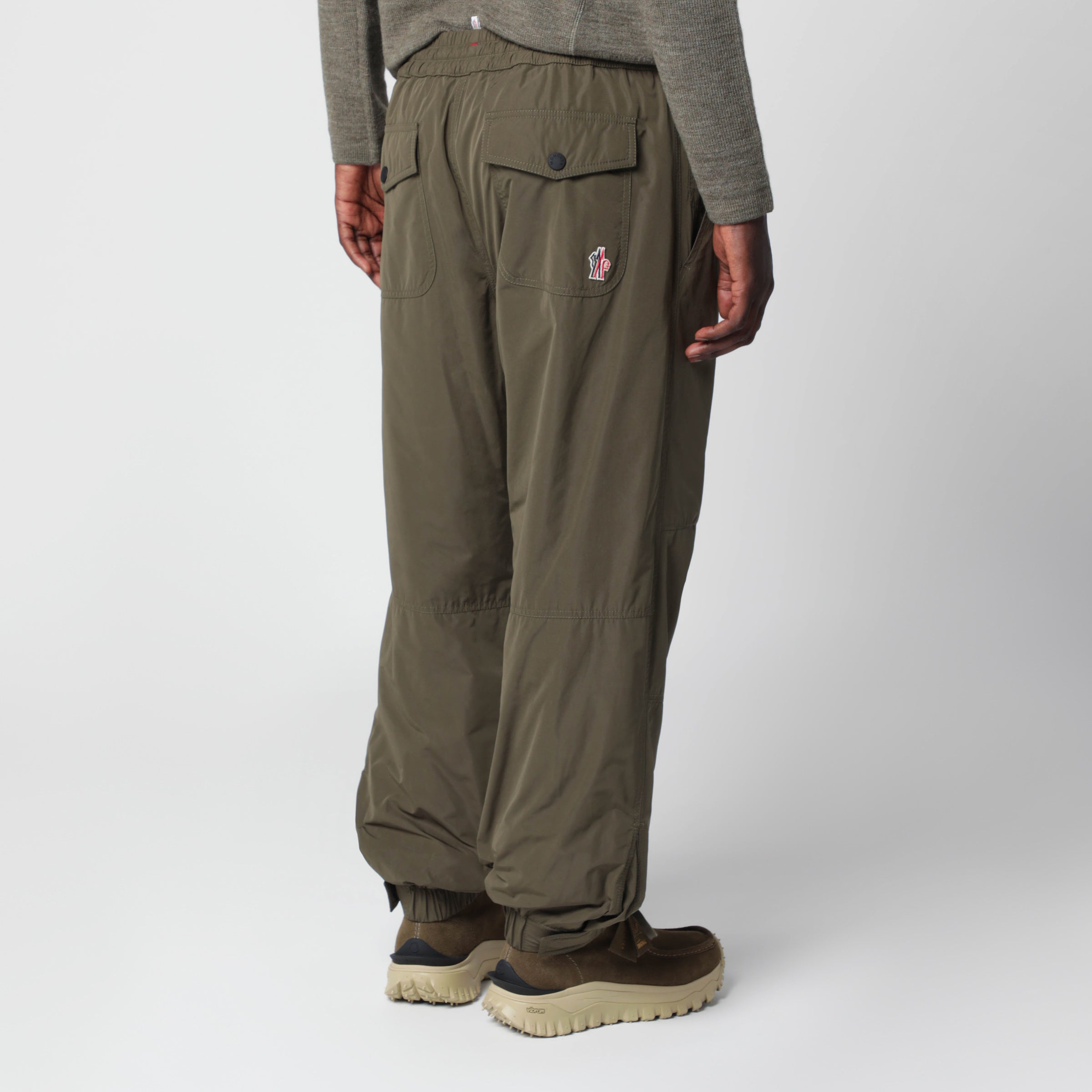 Moncler Grenoble Olive green trousers in technical fabric | TheDoubleF
