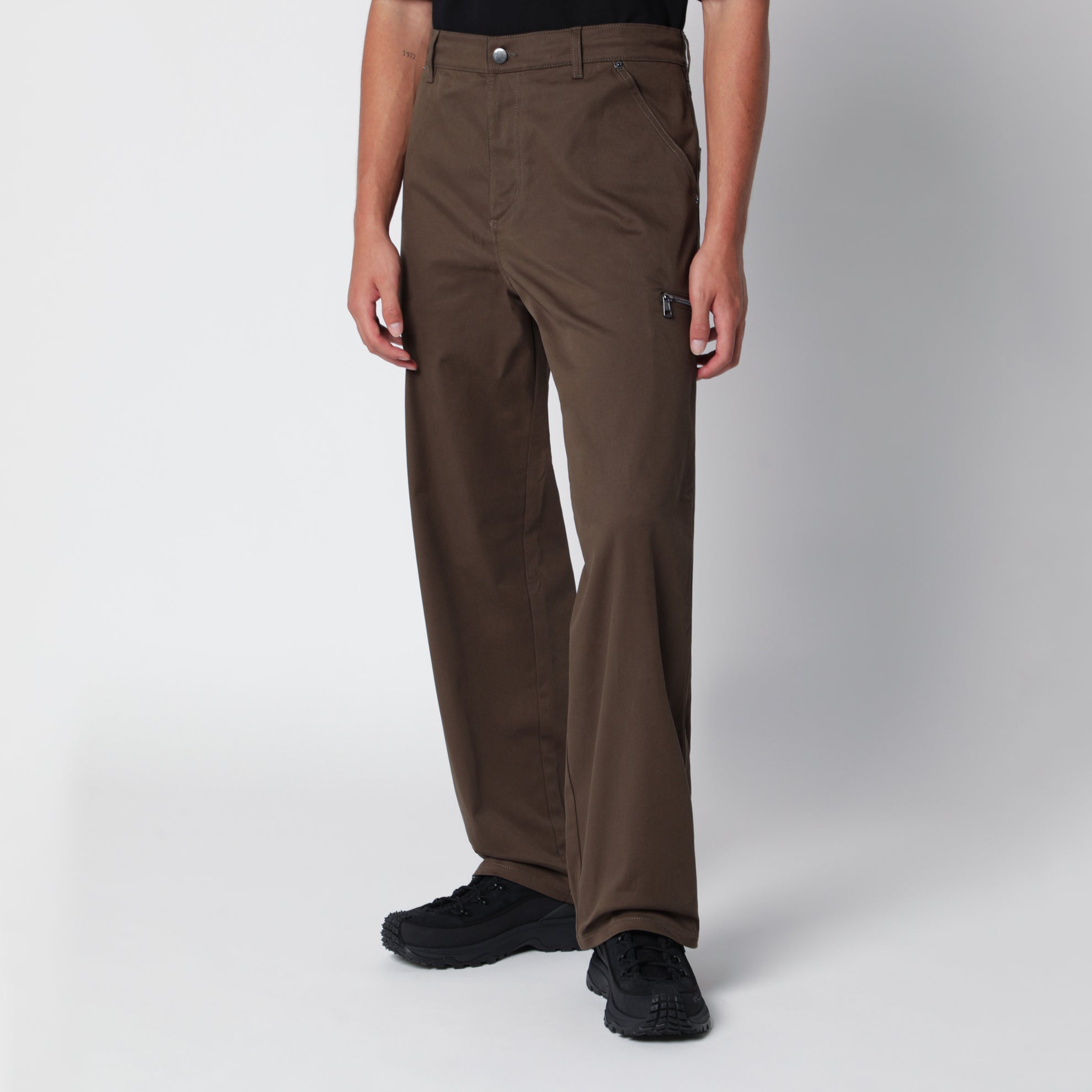 Khakigrüne Hose aus technischer Baumwolle
