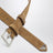 Suede leather belt with logo plaque
