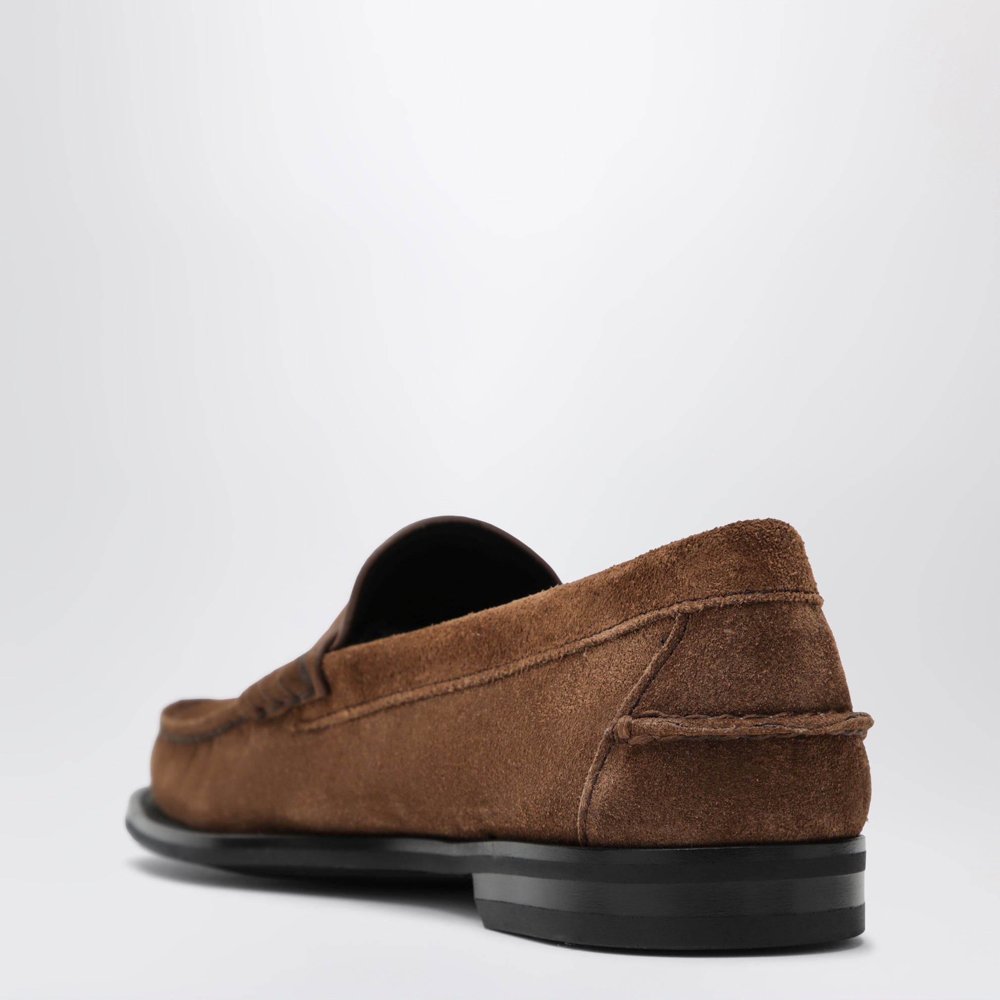 Cacao aged-effect suede loafers