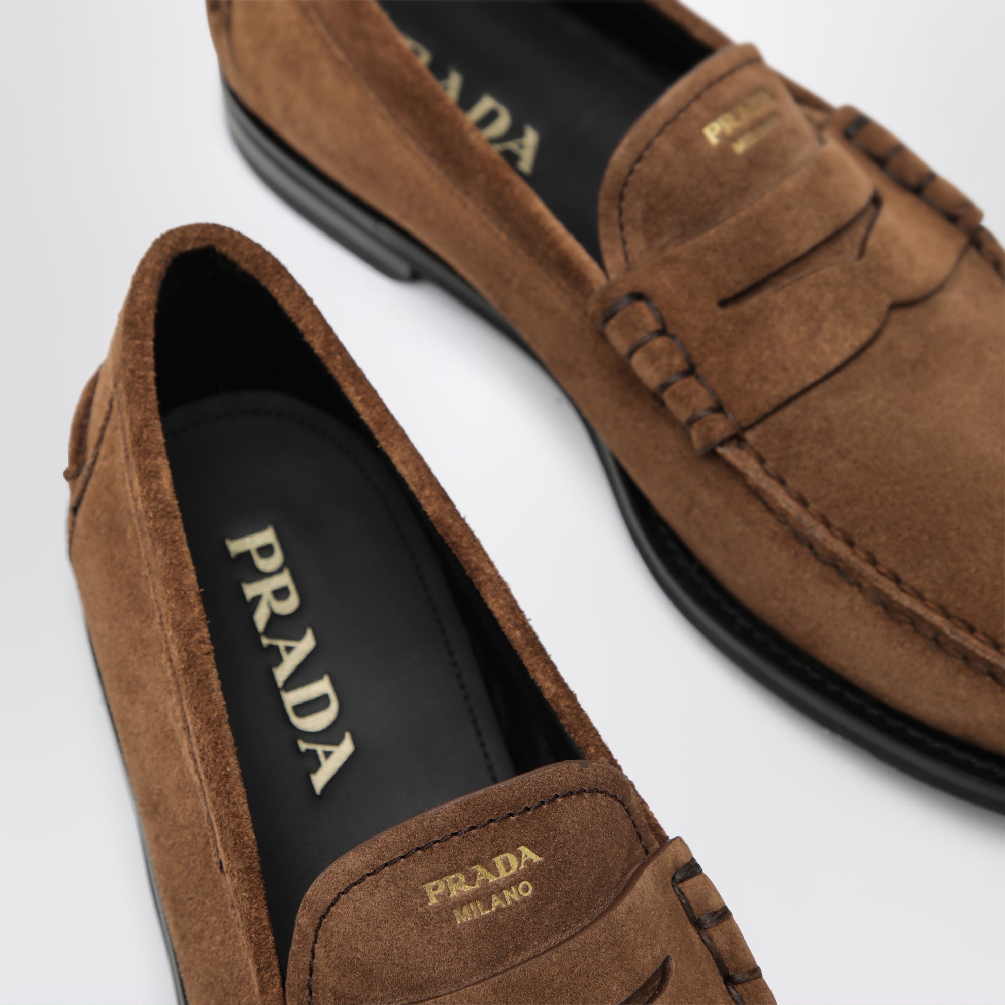 Cacao aged-effect suede loafers