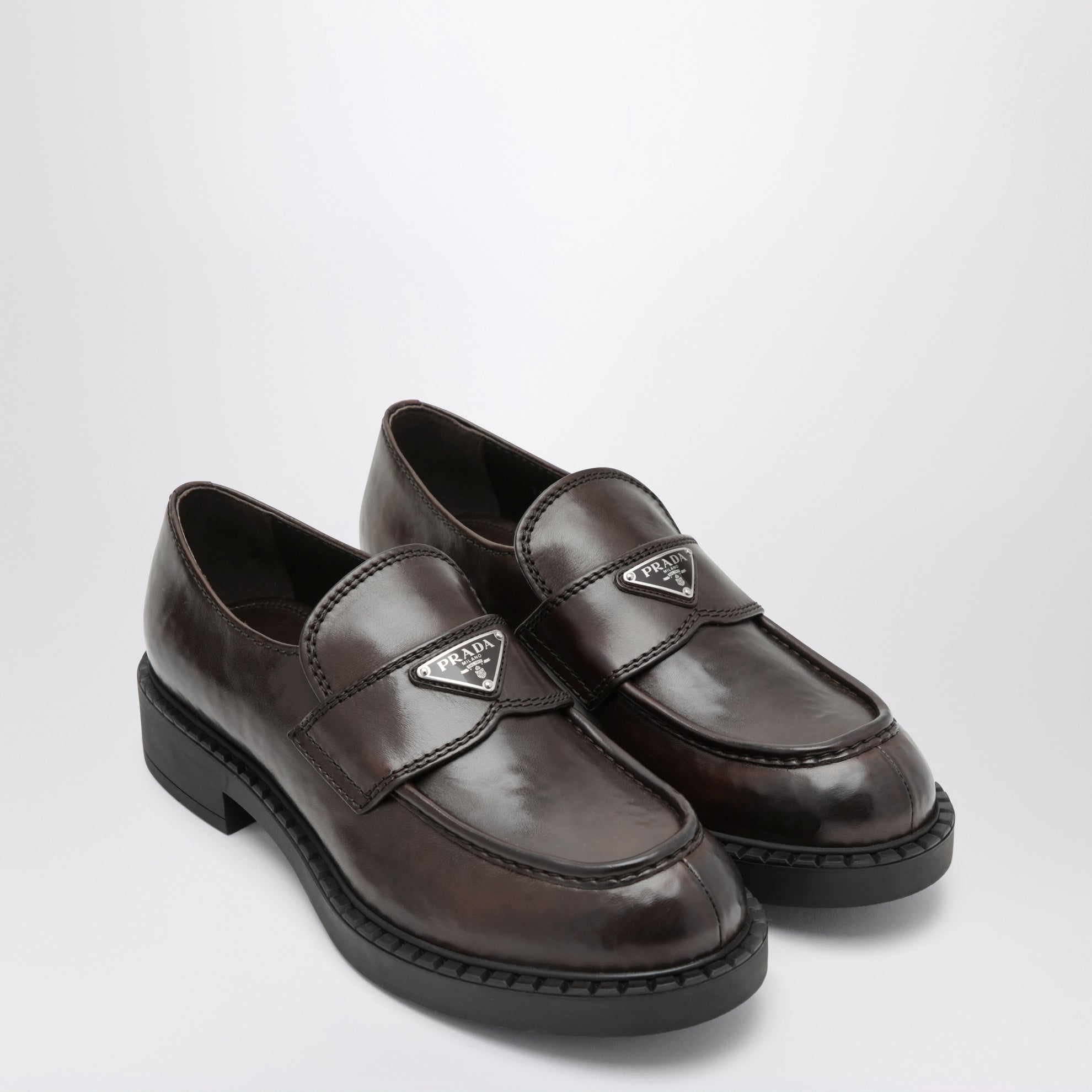 Chocolate Leather Loafers in Brown Leather