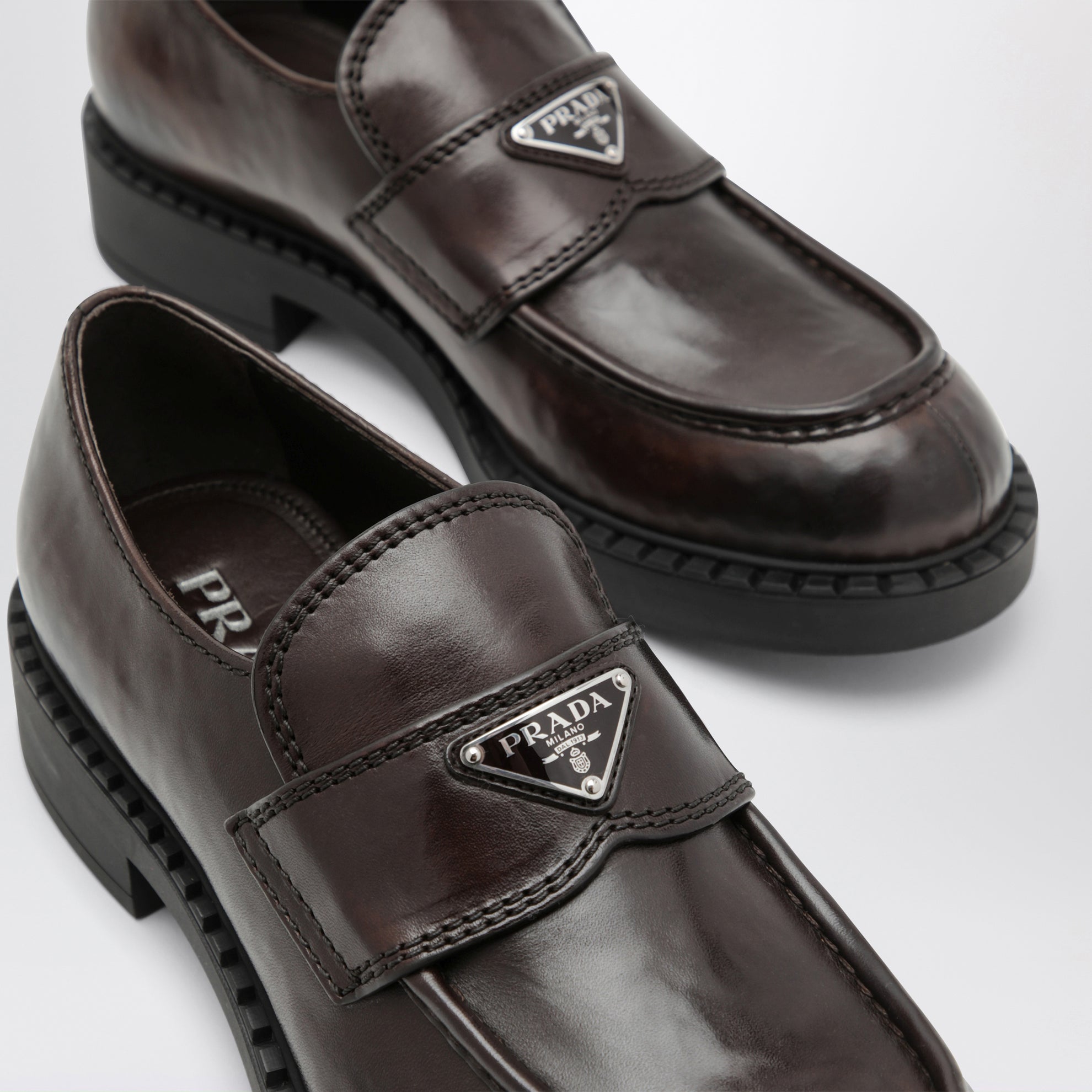 Chocolate Leather Loafers in Brown Leather
