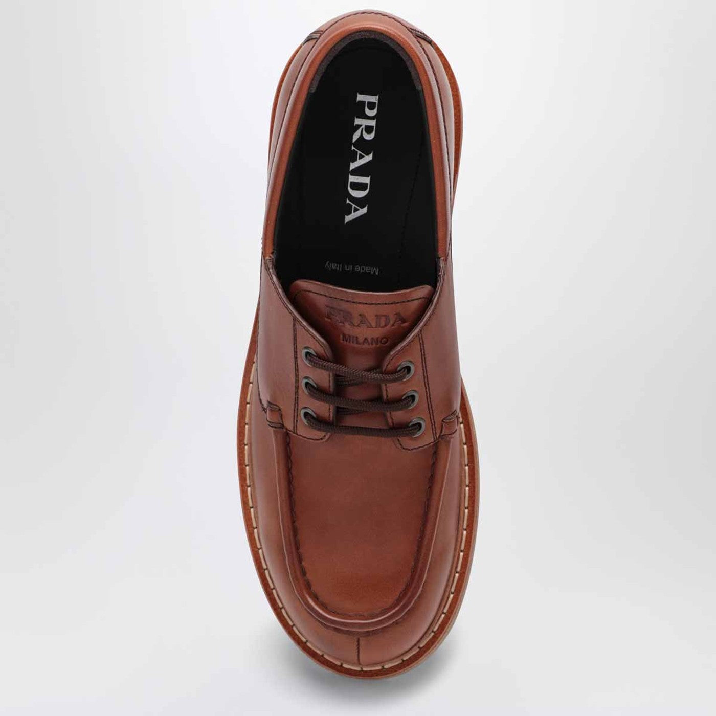 Mocassins à lacets en cuir cognac