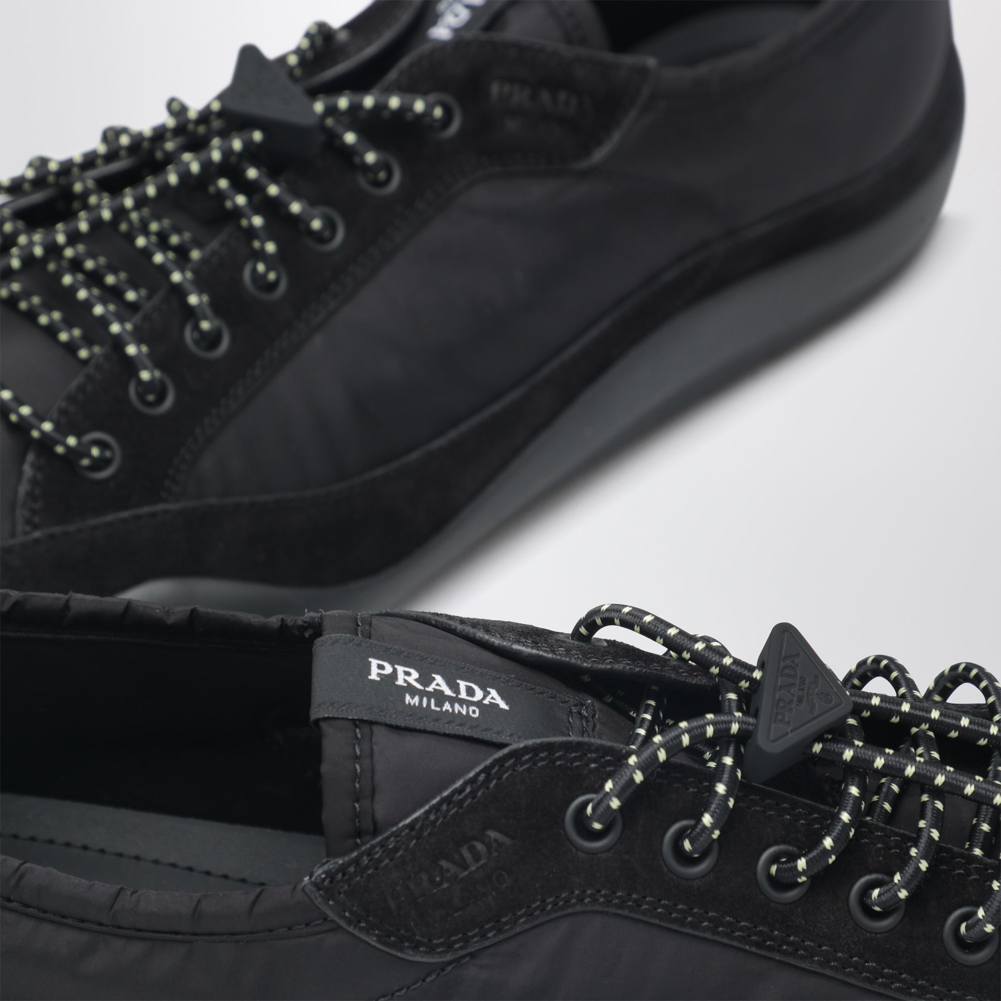 Black Speedrock sneakers in Re-Nylon and suede