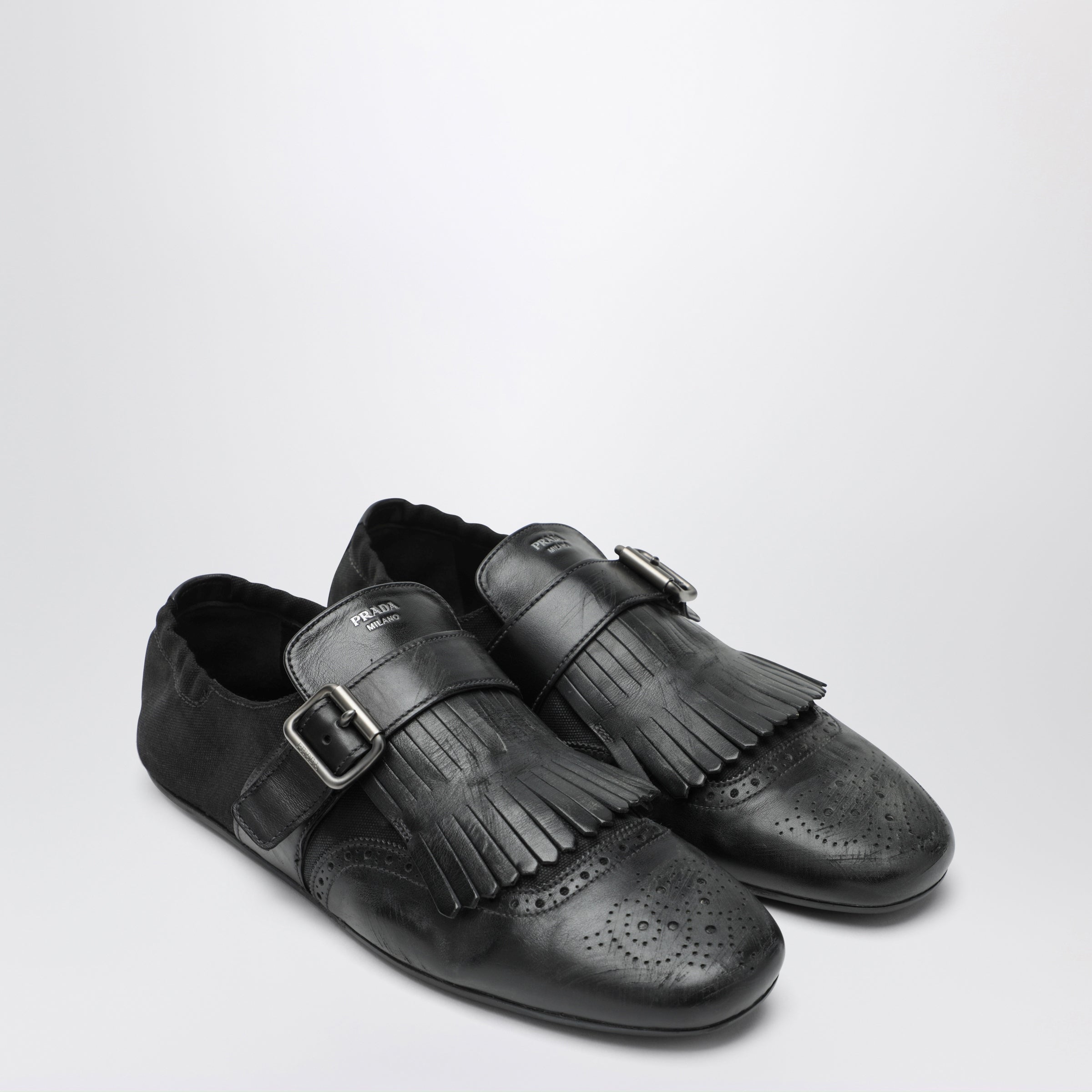 Prada Black leather Shuffle buckle shoes | TheDoubleF