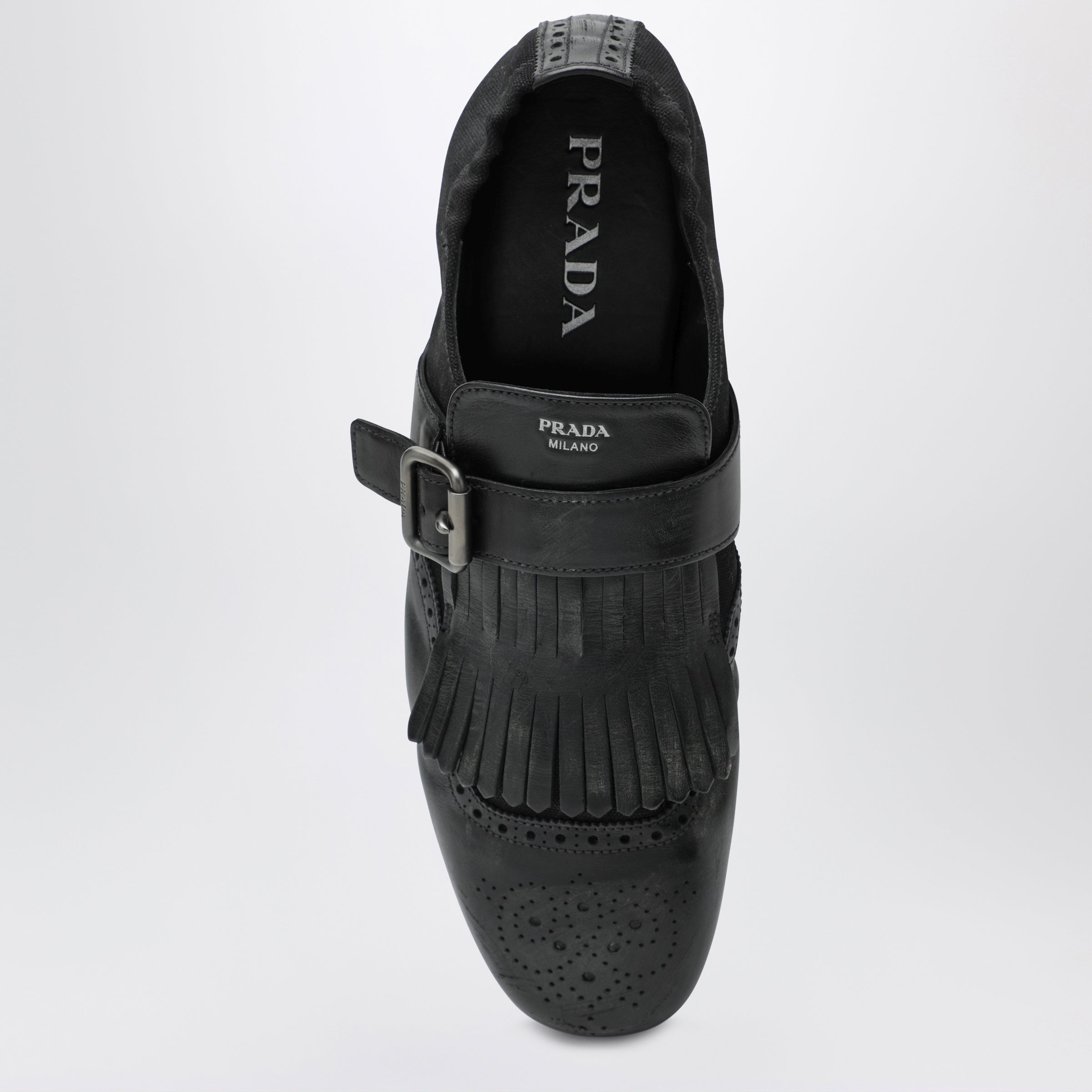 Prada Black leather Shuffle buckle shoes | TheDoubleF