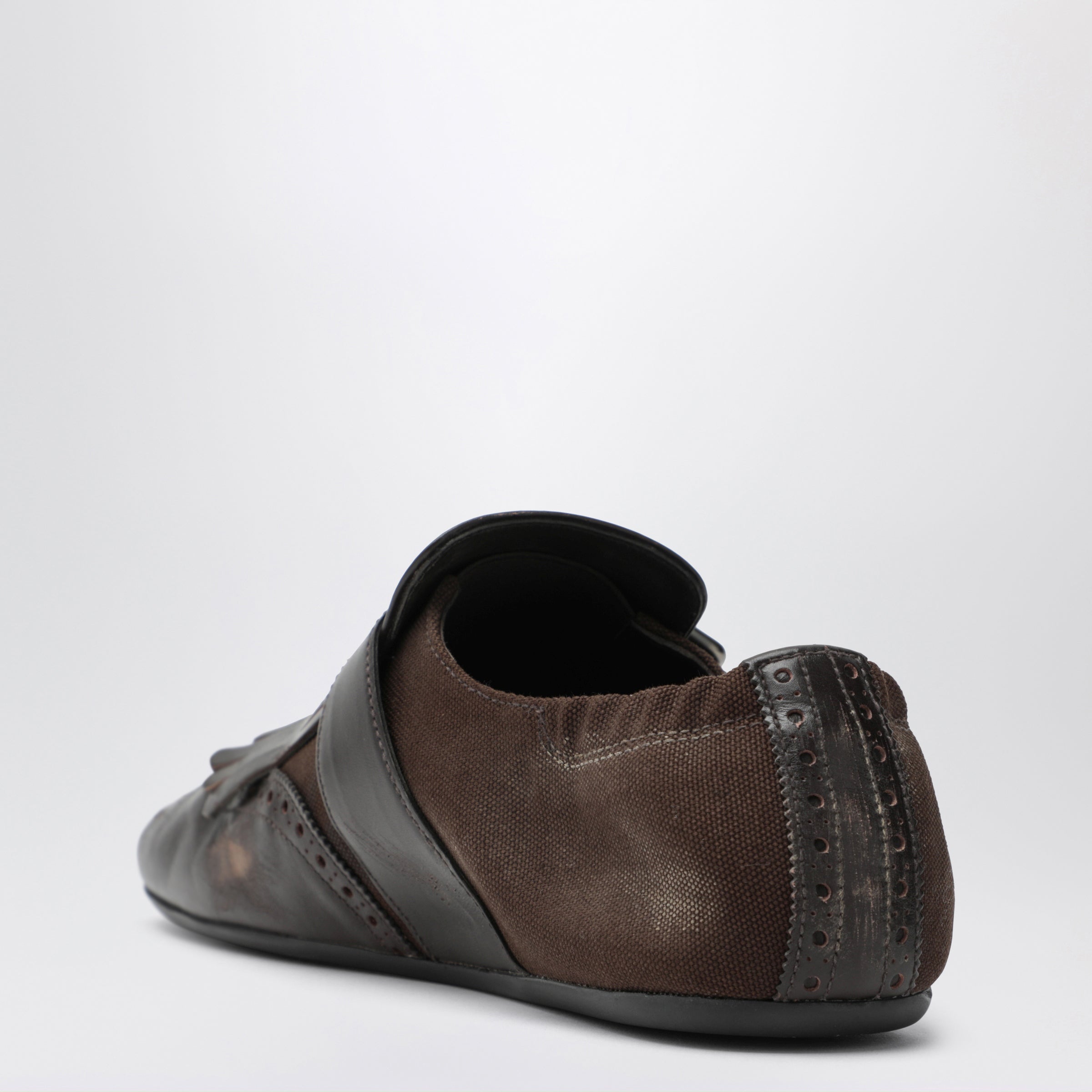 Prada Dark brown leather Shuffle buckle shoes | TheDoubleF