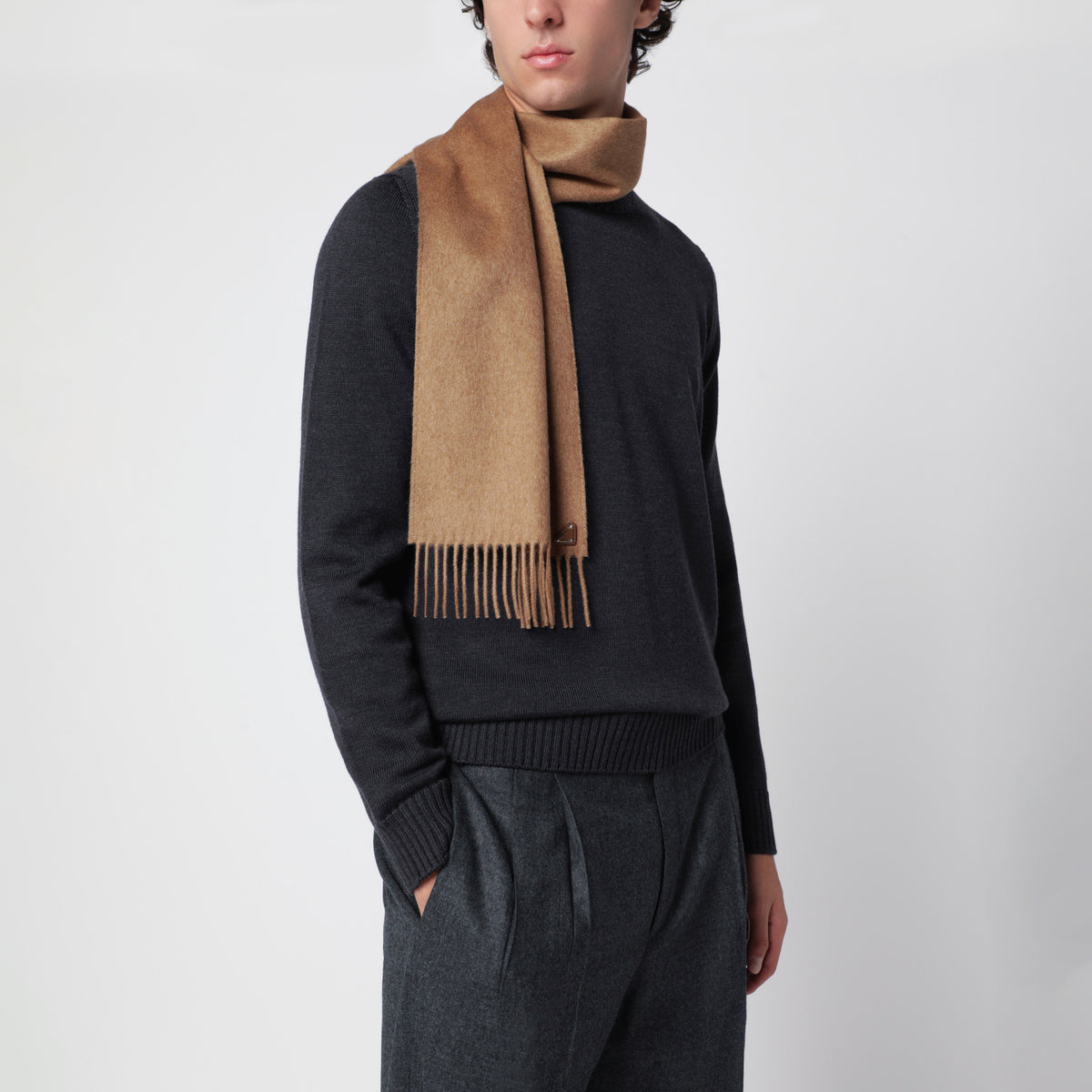 Camel silk and cashmere scarf