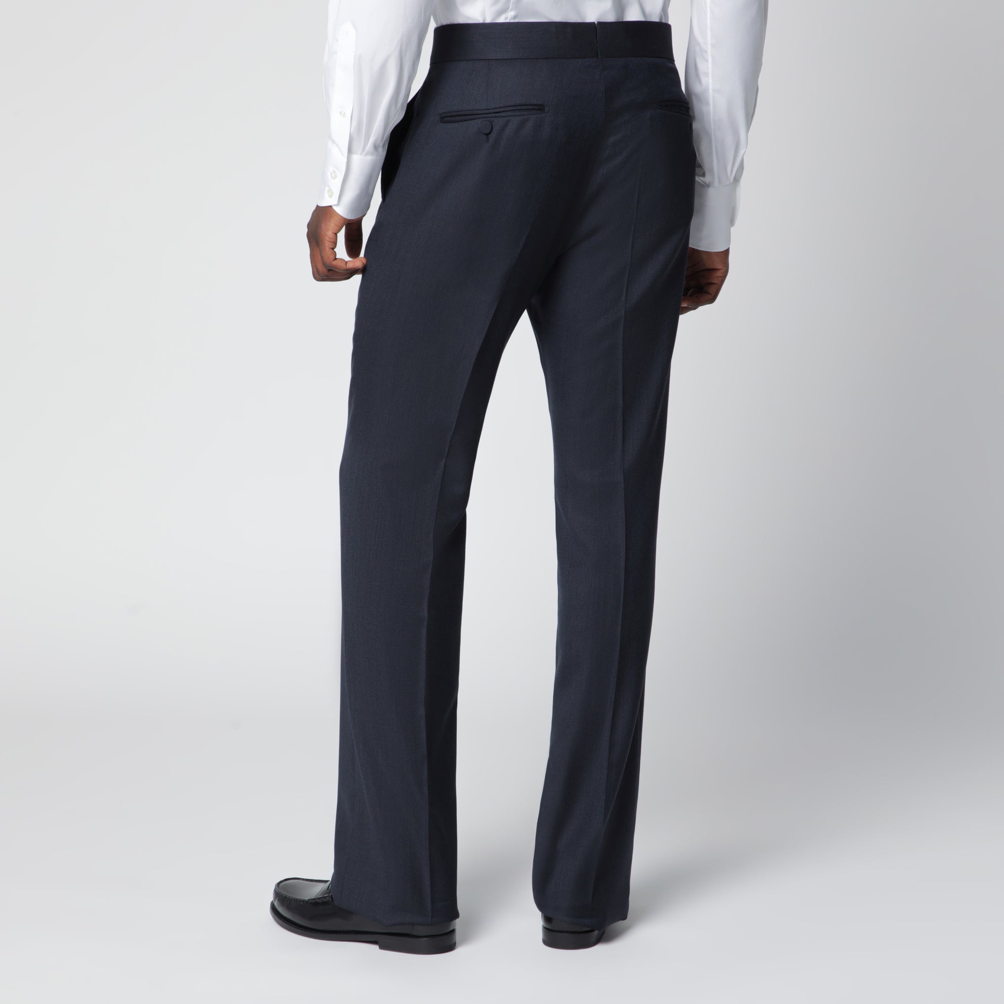 Navy double-breasted wool suit