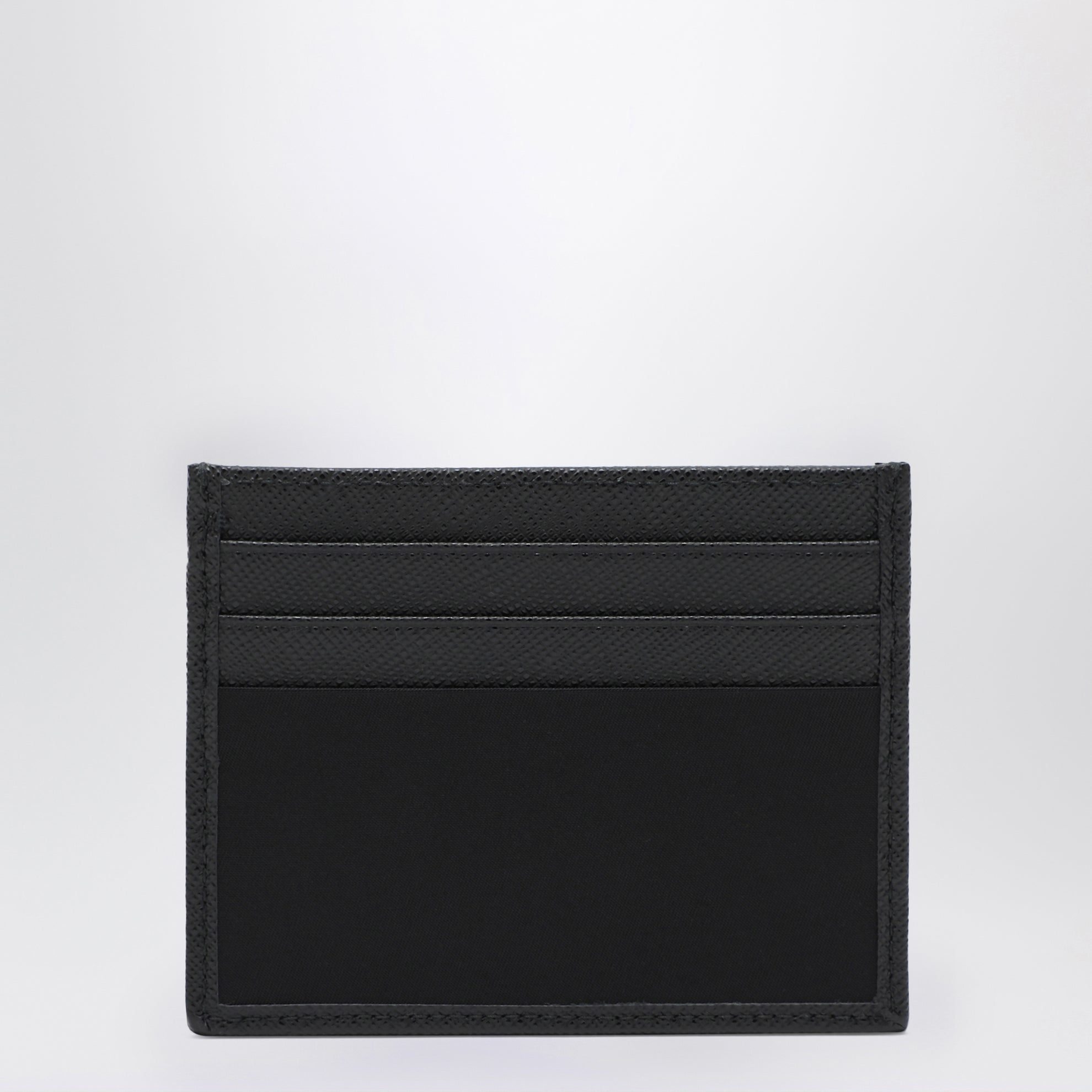 Black Saffiano card case with logo triangle