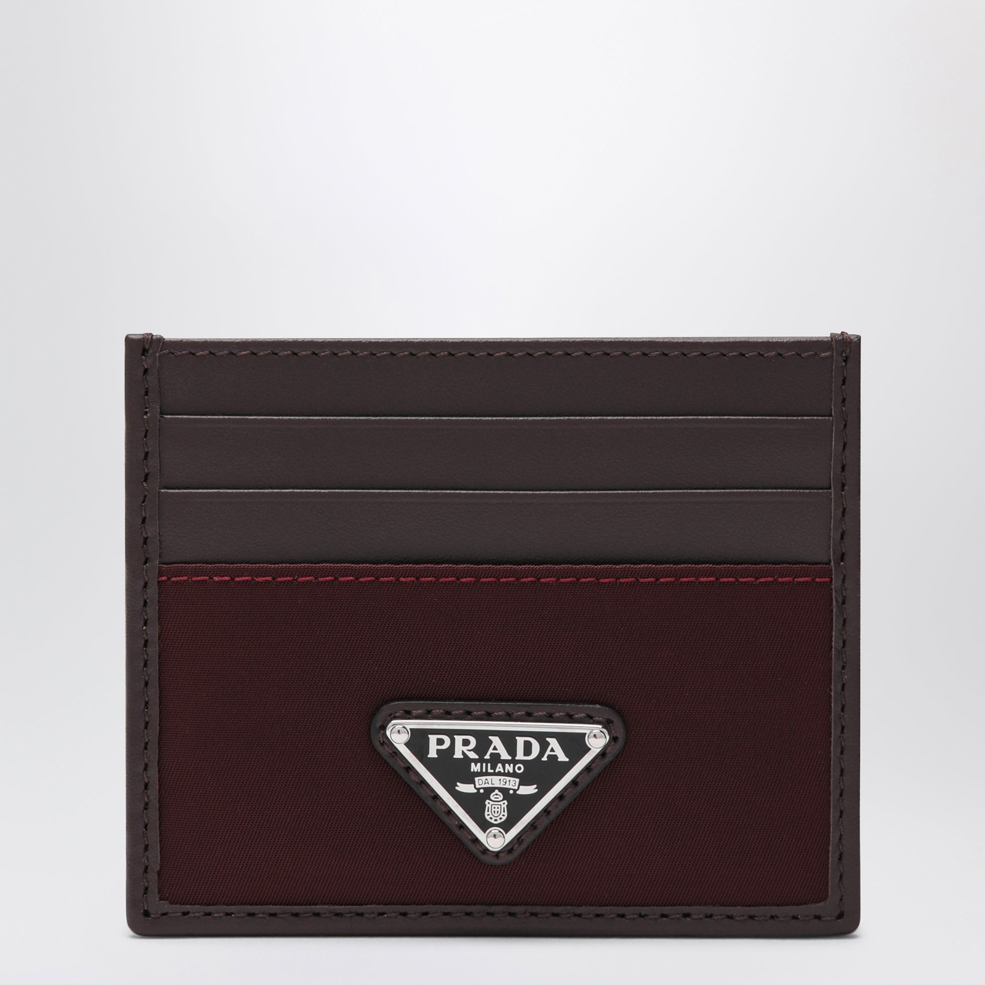 Prada Speedrock cardholder in Re-Nylon and burgundy leather