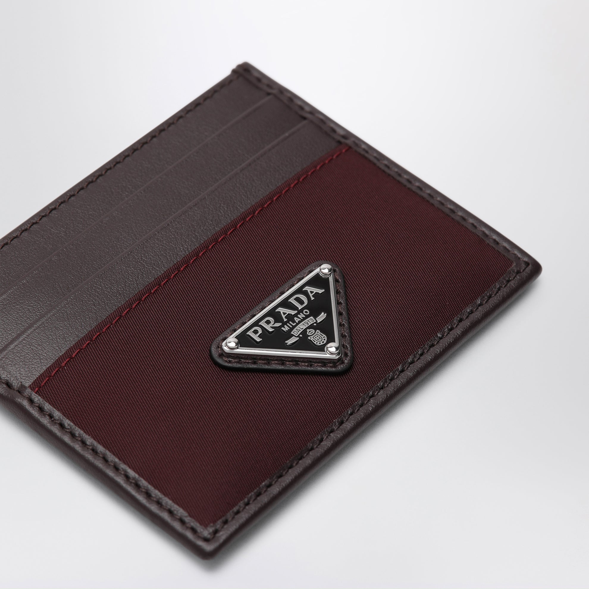 Prada Speedrock cardholder in Re-Nylon and burgundy leather