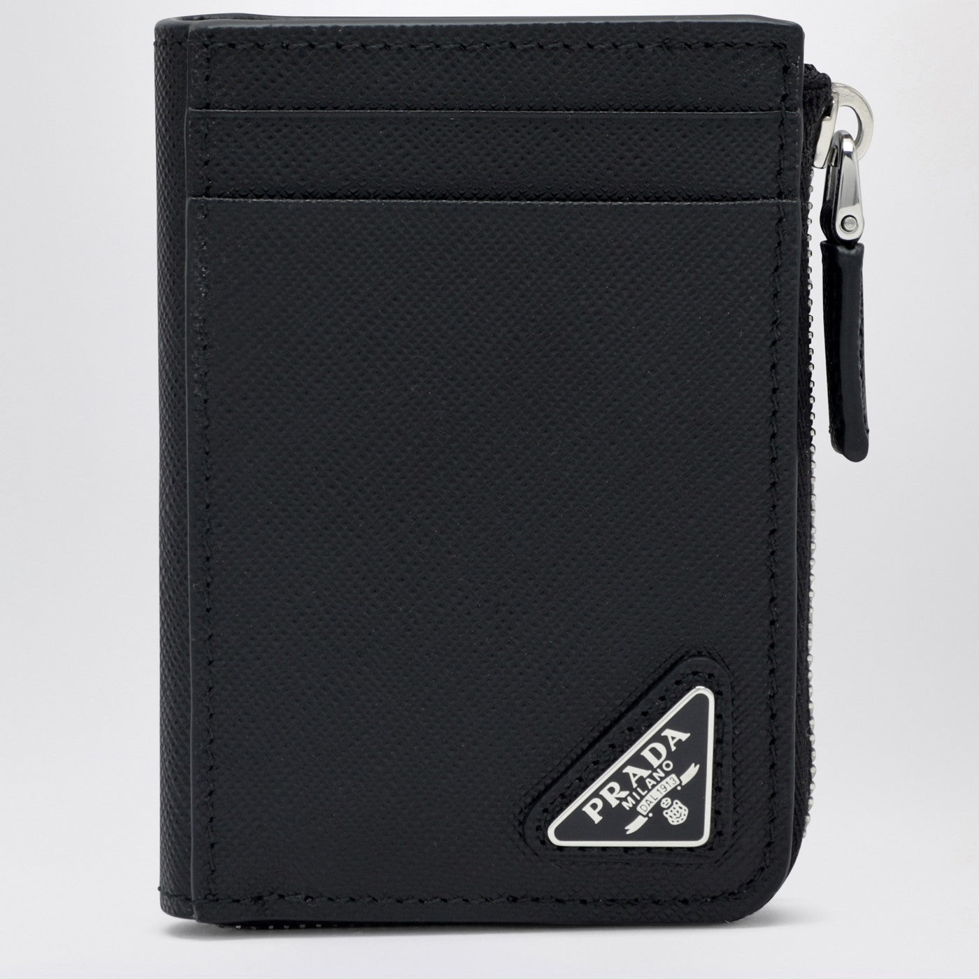 Black Saffiano zip card holder