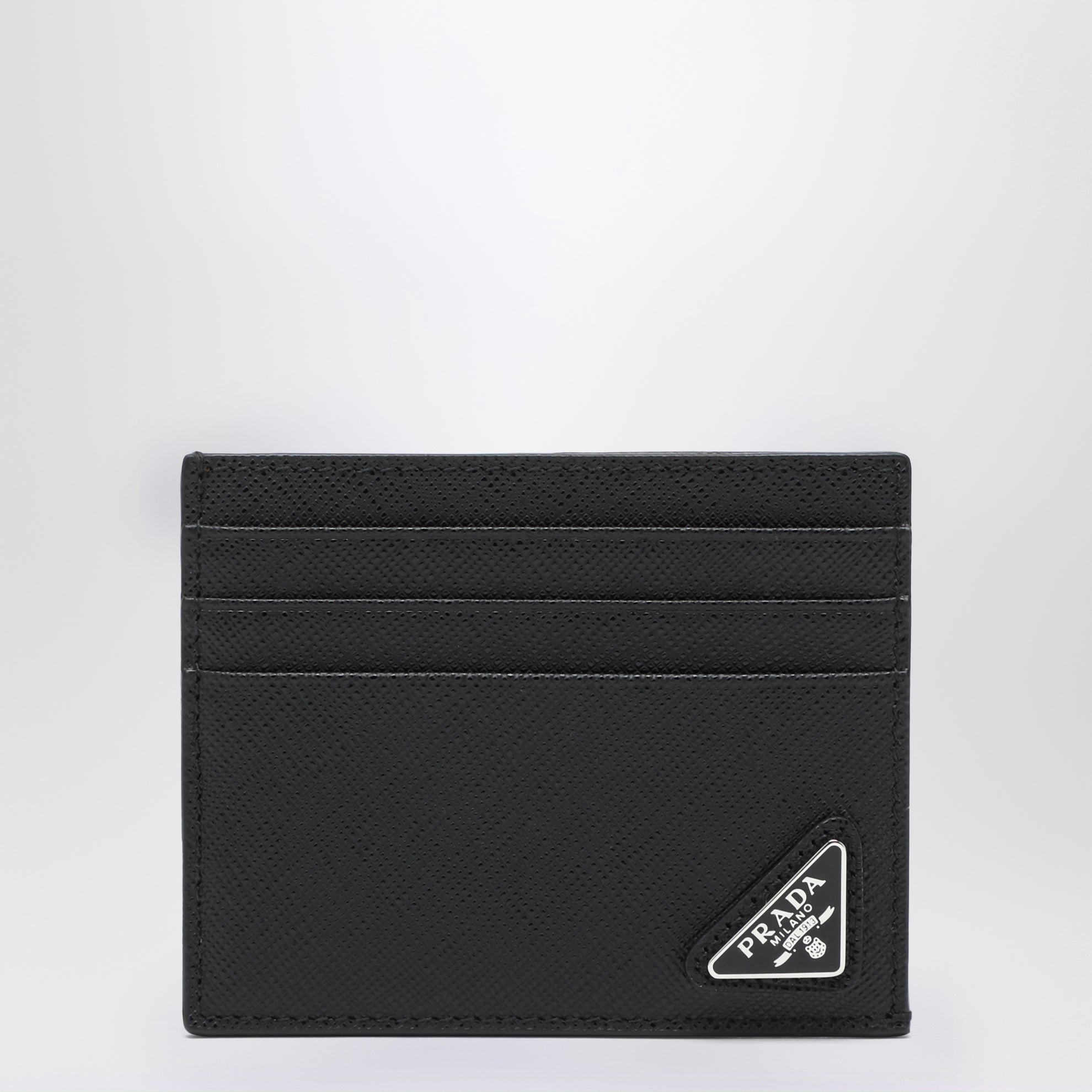 Portacarte di credito nero in pelle Saffiano