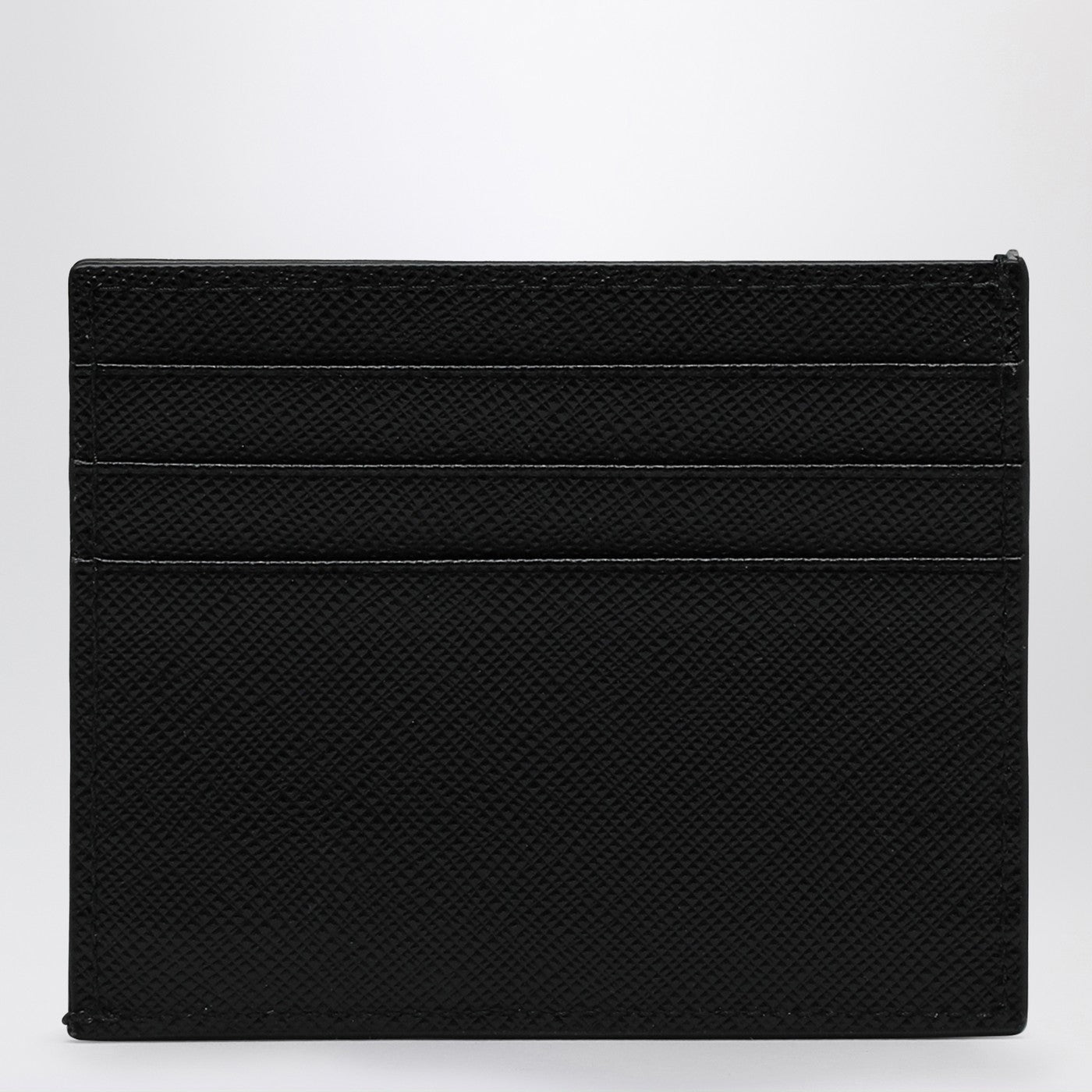 Portafoglio in pelle Saffiano nero/argento