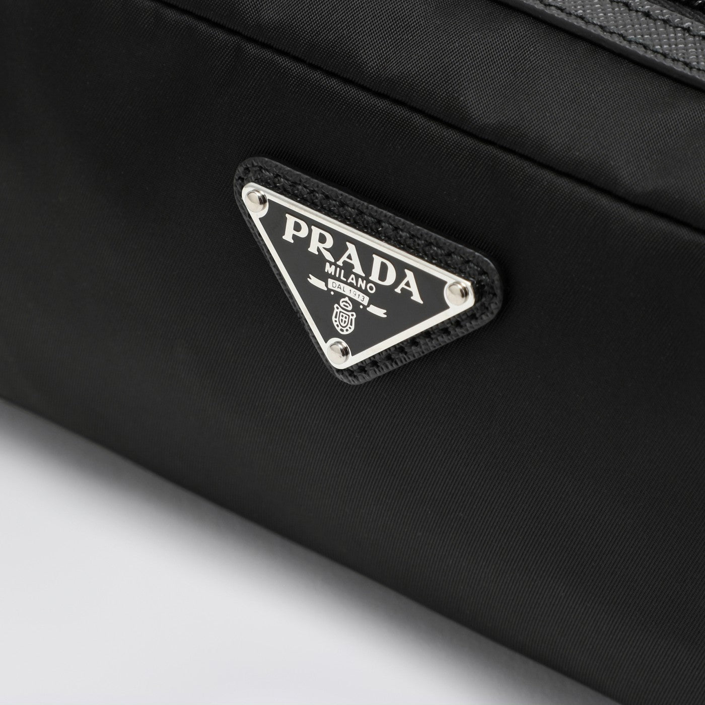 Black Re-Nylon beauty case with logo