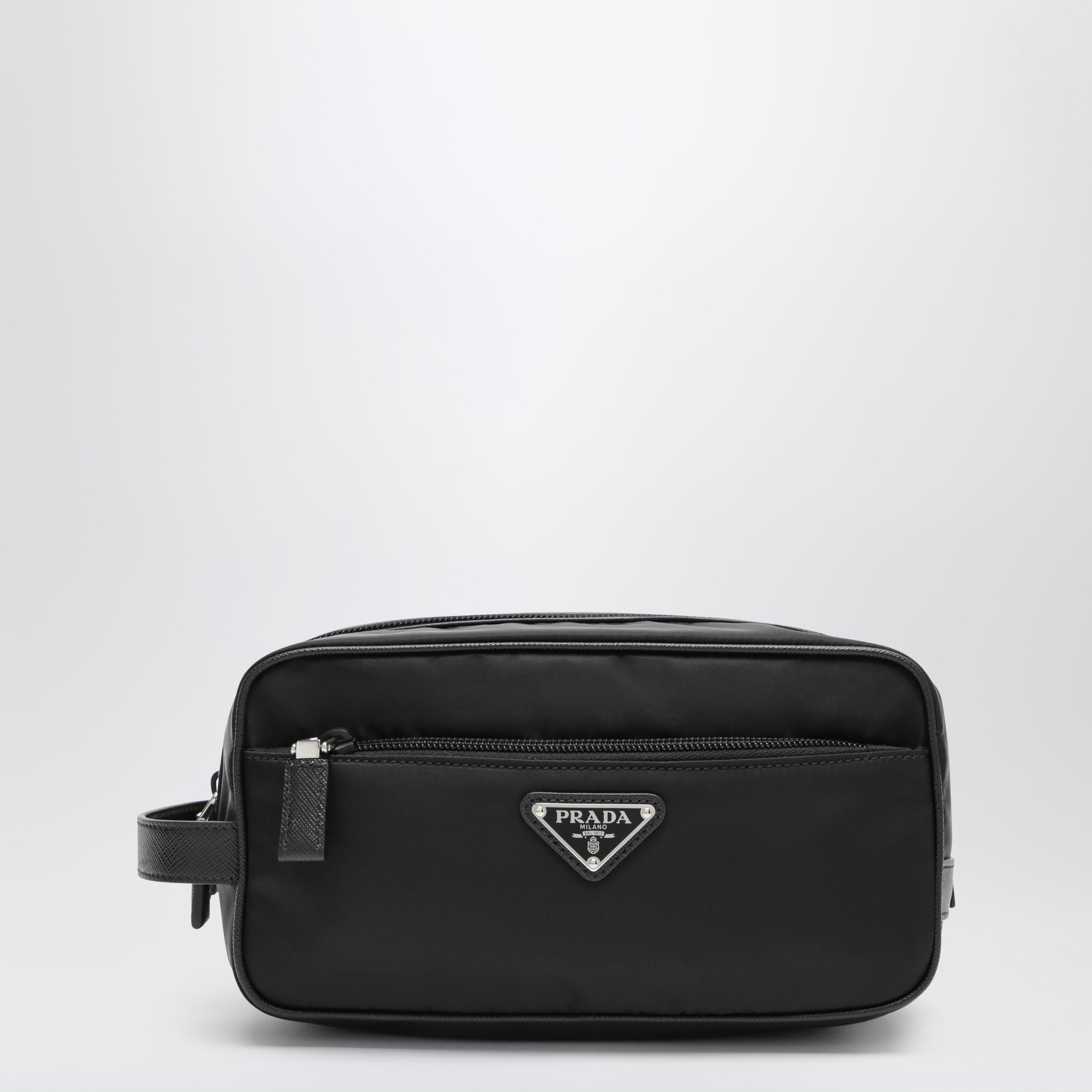 Portatutto nero in Re-Nylon e pelle