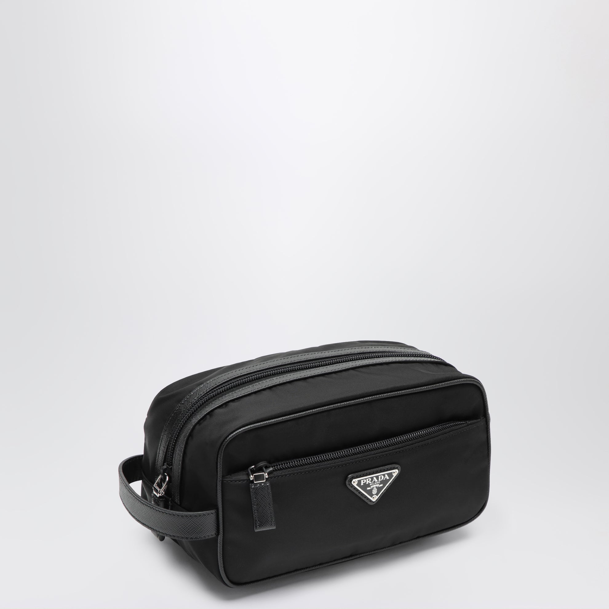 Portatutto nero in Re-Nylon e pelle