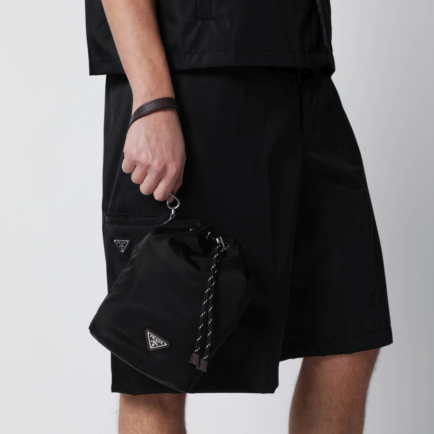 Speedrock pouch in black Re-Nylon and leather