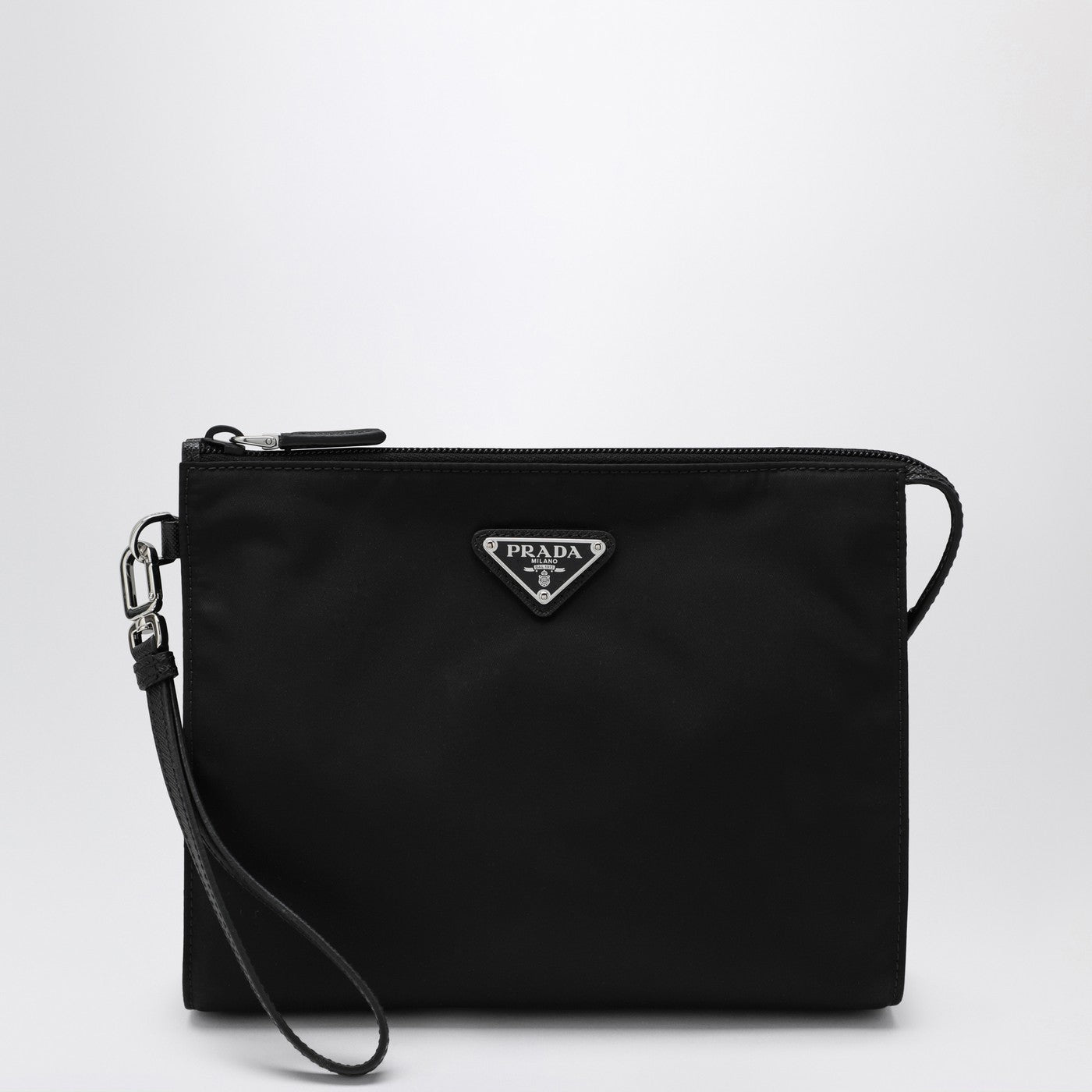 Pochette noire en Re-Nylon et Saffiano