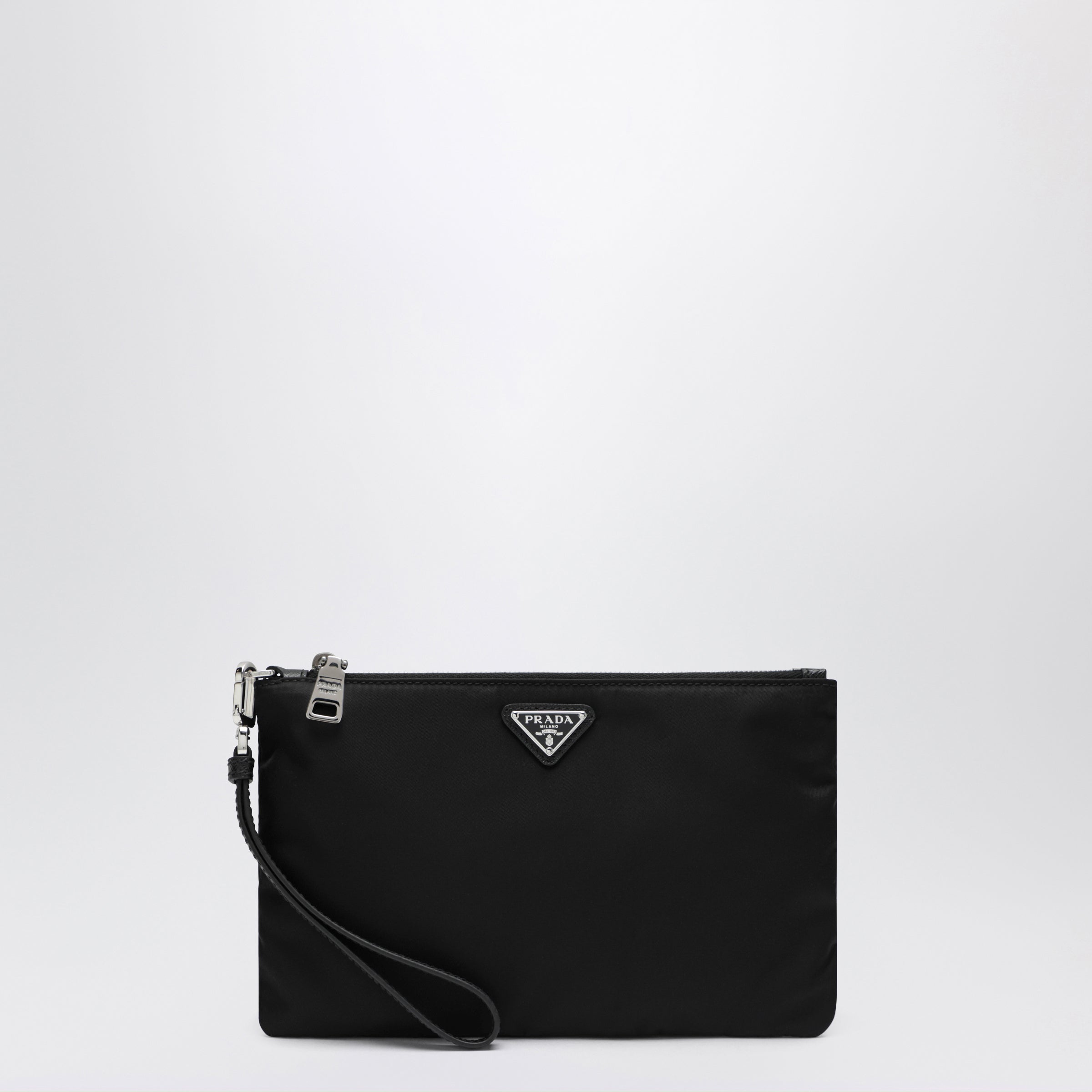 PRADA ブラックポーチ　MV350 Prada Mera pouch in Re-Nylon and Saffiano leather | TheDoubleF