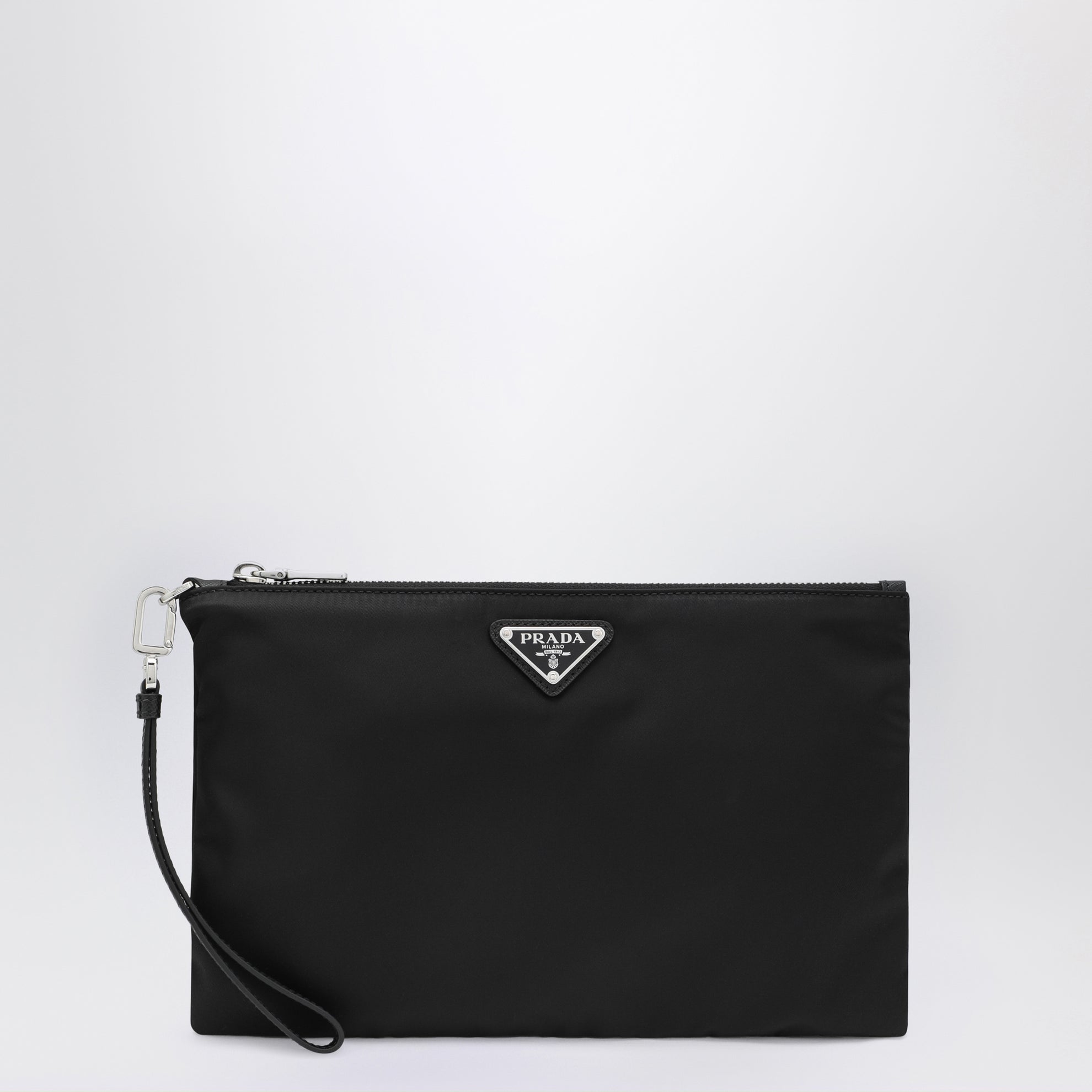 Black Re-Nylon and Saffiano Pouch