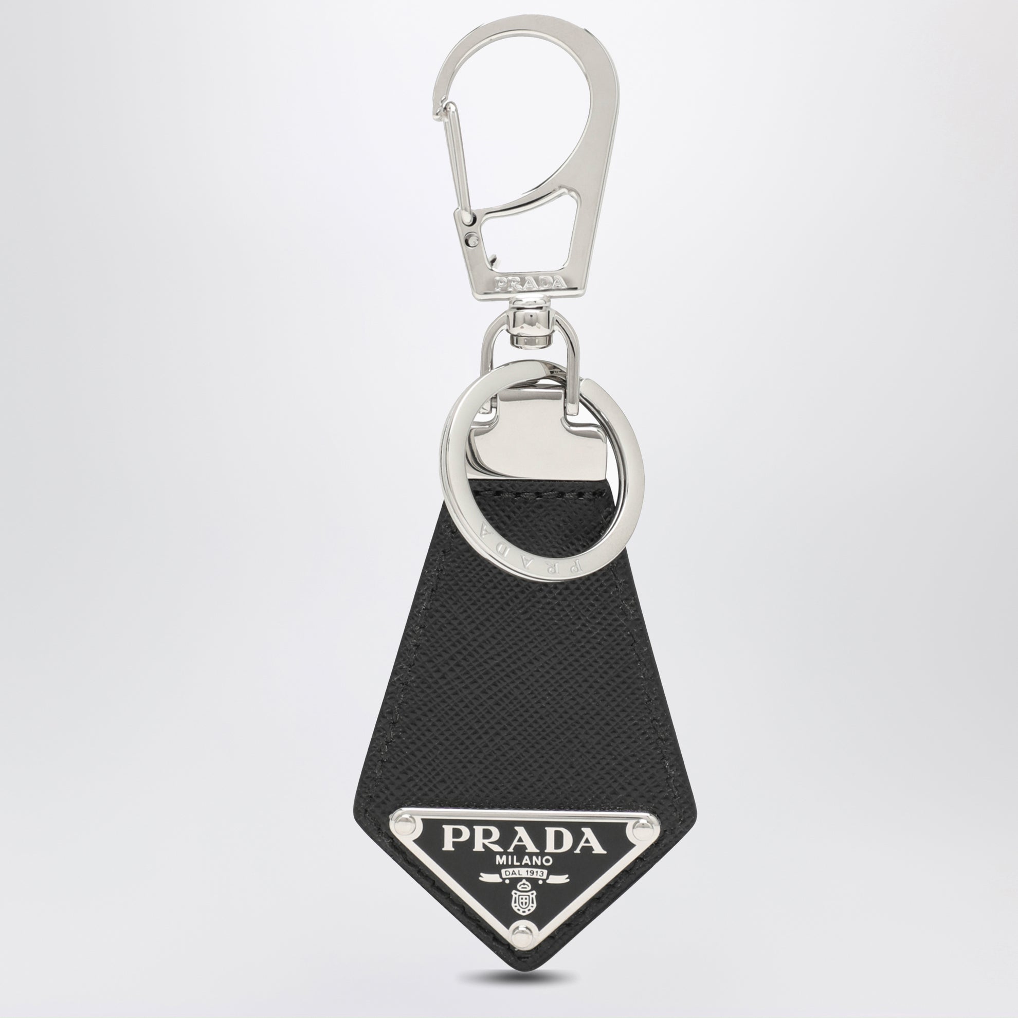 Black Saffiano key holder with logo