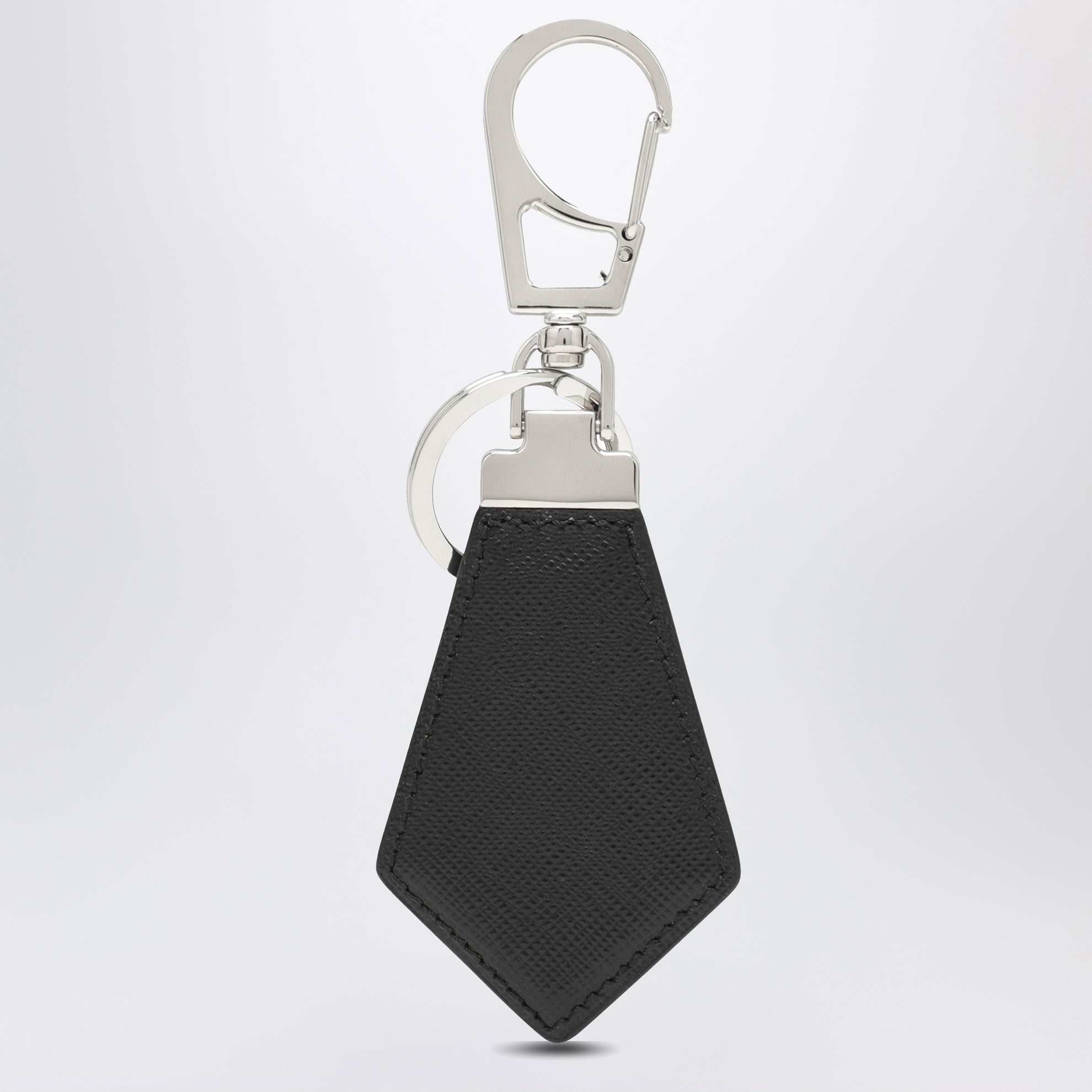 Black Saffiano key holder with logo