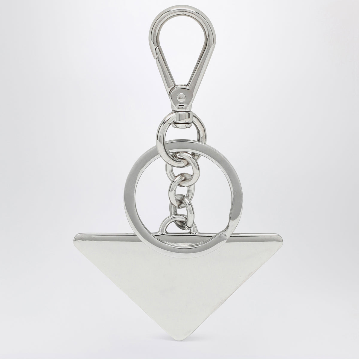 Black metal keyring with triangle logo