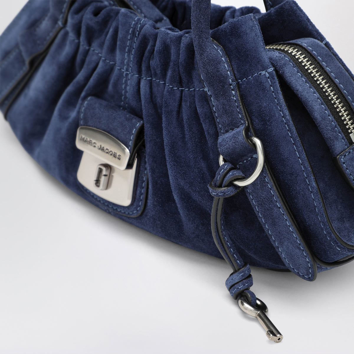 Small navy blue Cristina bag in suede