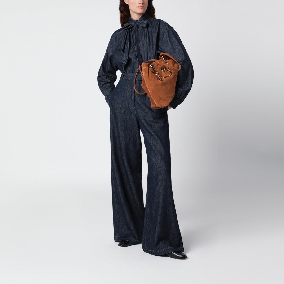 Borsa The Cristina Tote color rame in pelle scamosciata