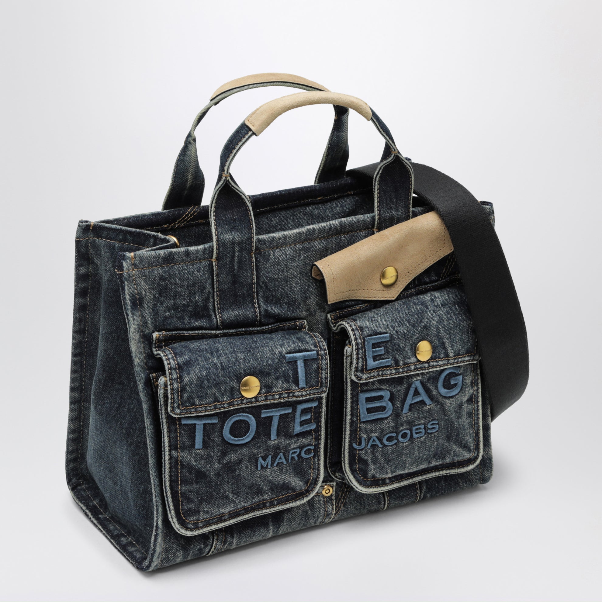 The Cargo Tote Bag medium in denim and suede