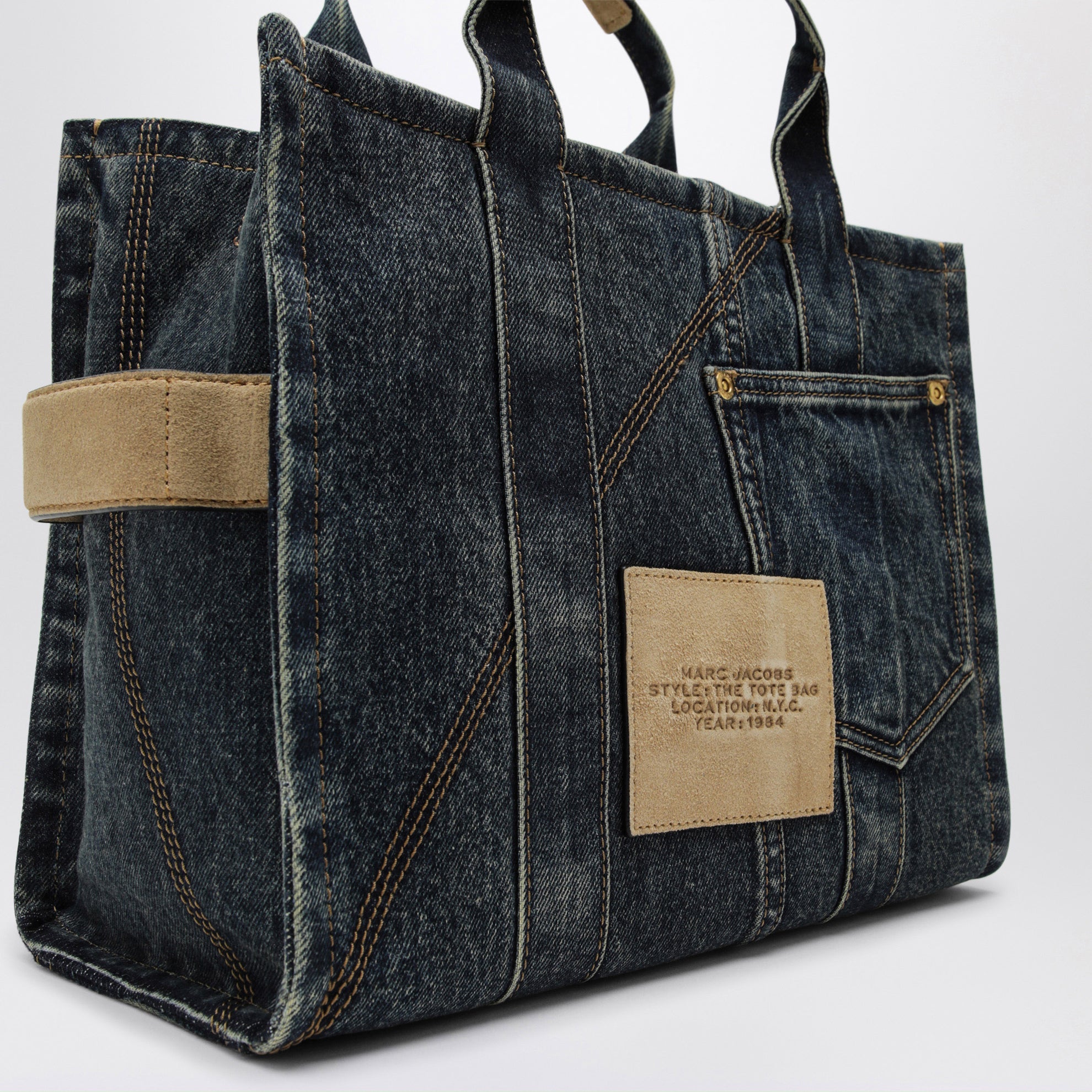 The Cargo Tote Bag medium in denim and suede