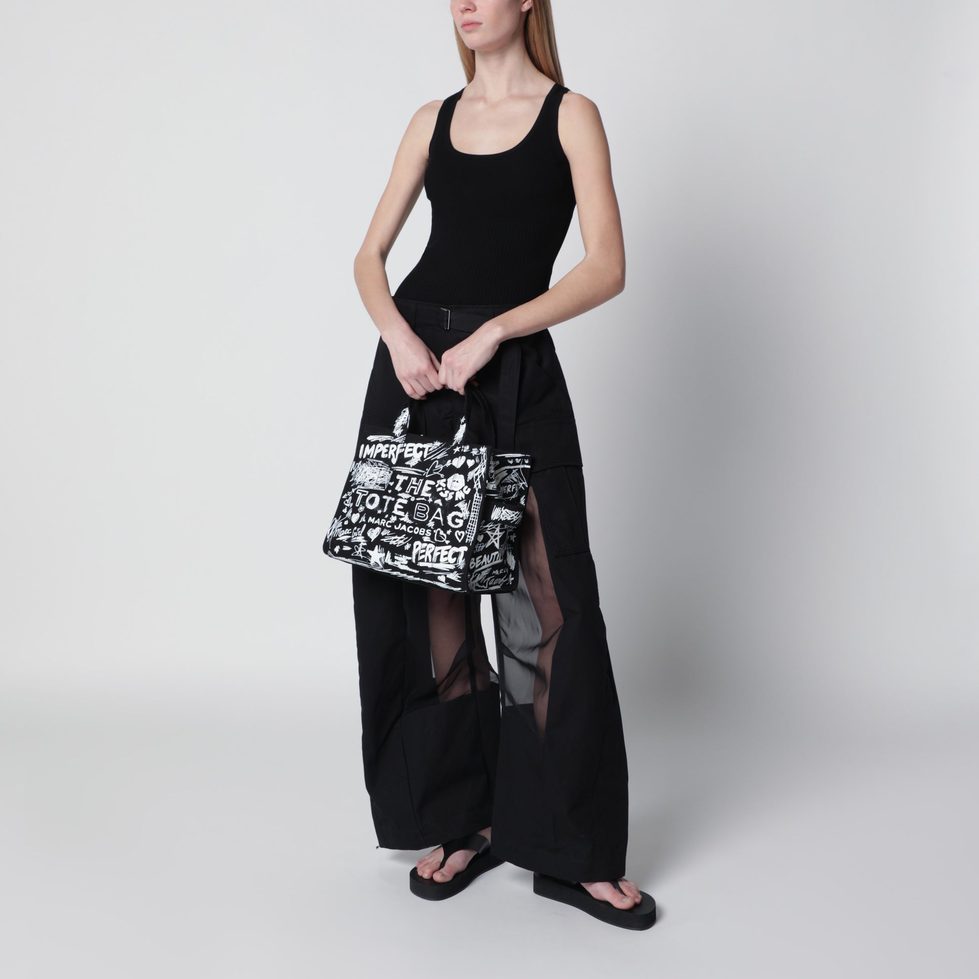 The Tote Bag medium black with punk lettering