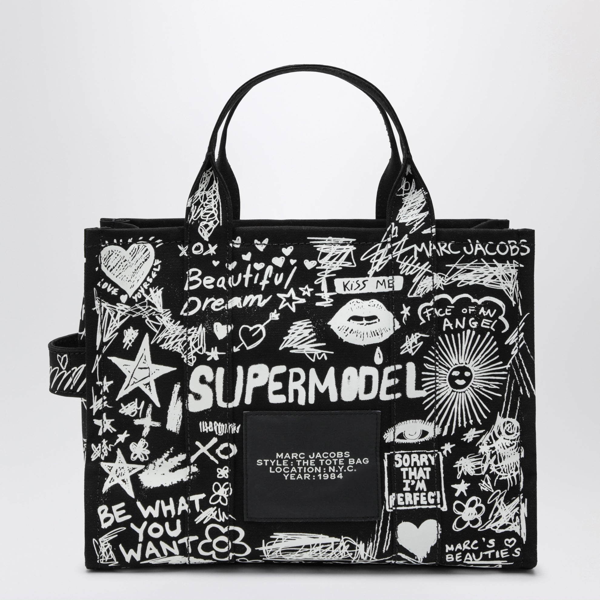 The Tote Bag medium black with punk lettering