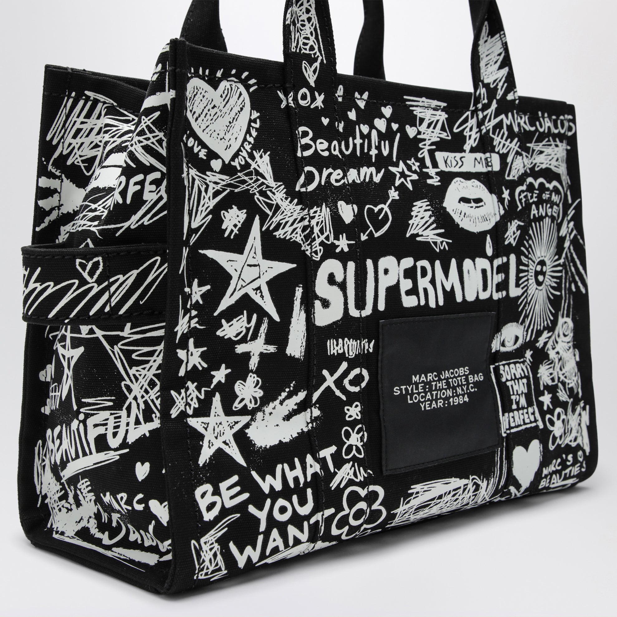 The Tote Bag medium black with punk lettering