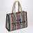 Large rainbow-striped mesh tote bag