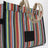 Large rainbow-striped mesh tote bag