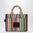 Small rainbow-striped mesh tote bag