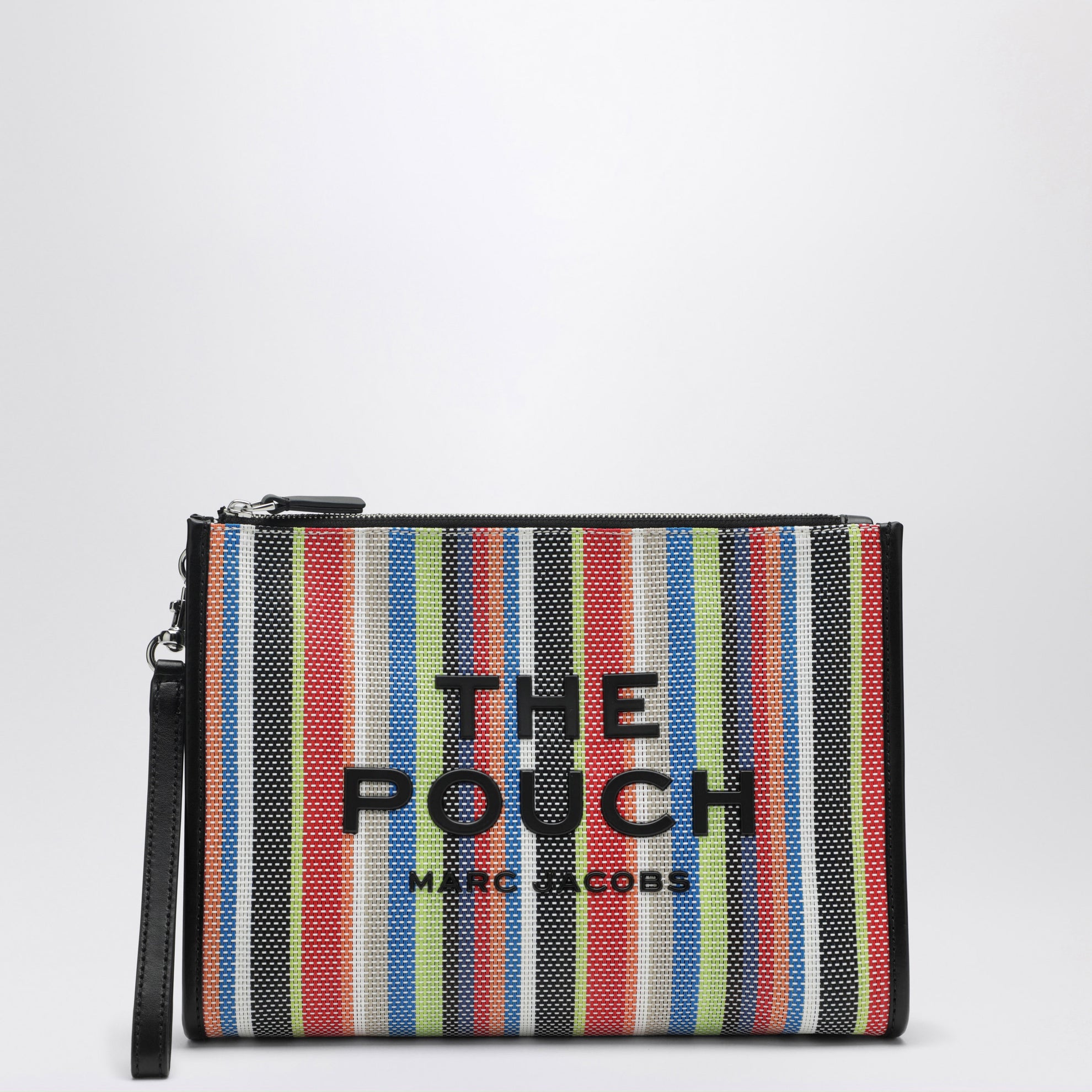 Pochette grande in rete a righe arcobaleno rossa