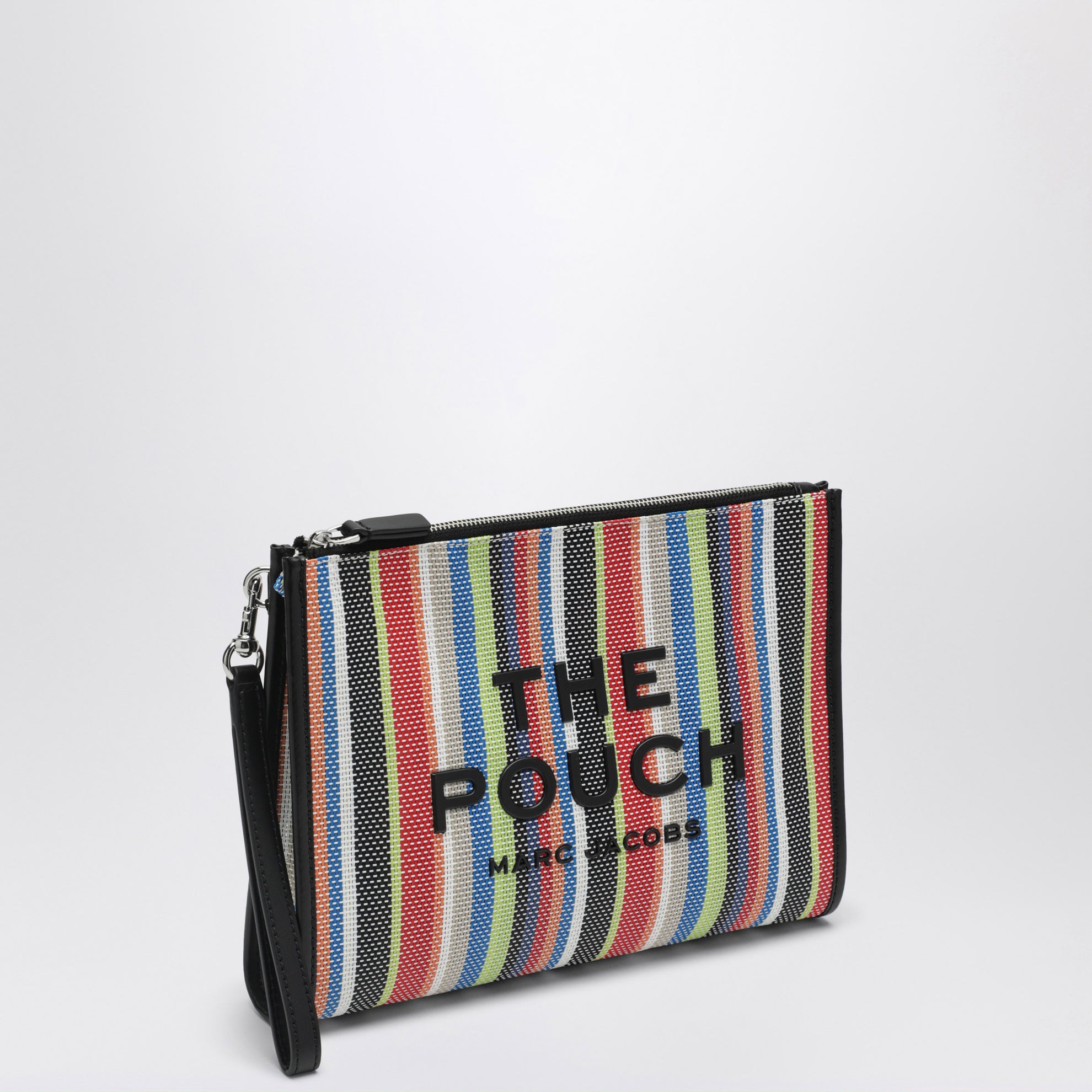 Pochette grande in rete a righe arcobaleno rossa